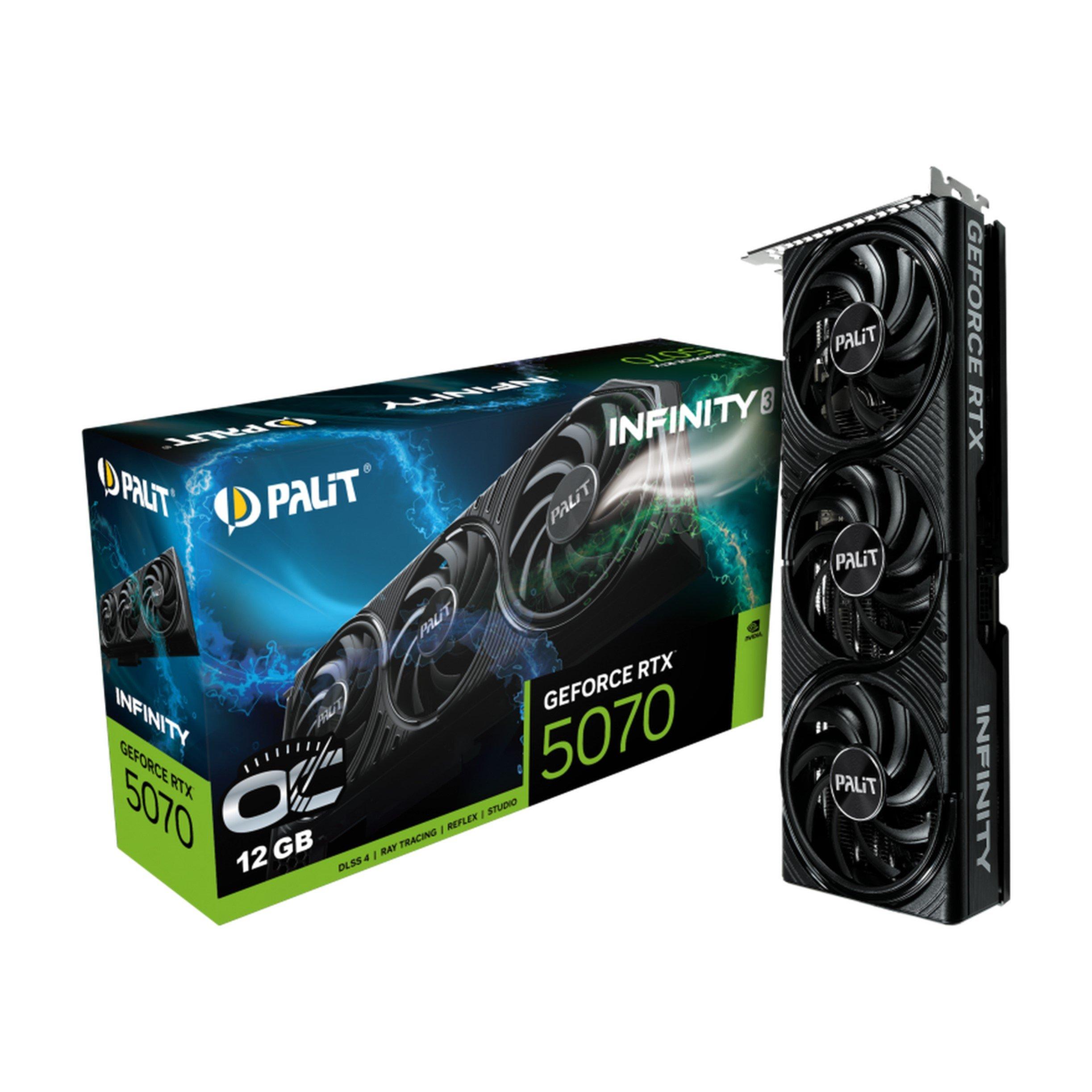 Black - PALIT - GeForce RTX 5070 Infinity 3 OC 12GB GDDR7 Graphics Card PCIe 5.0 Compact Dual Slot Cooling DLSS 4 - 1