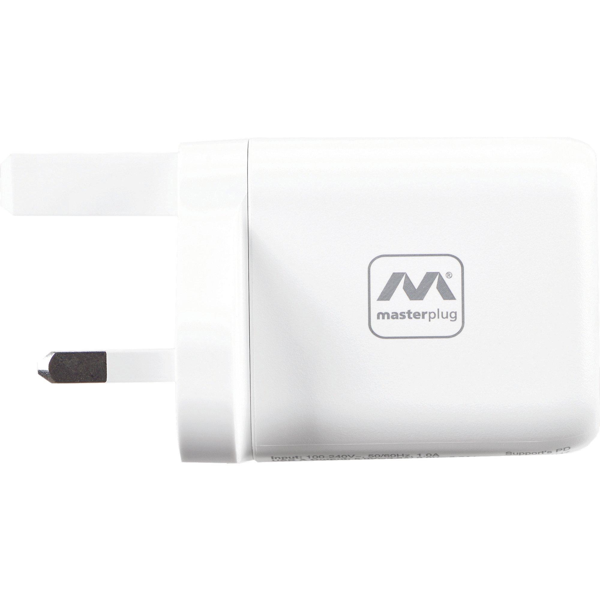 White - Masterplug - Masterplug Charger Plug USB A & C Ports - 3