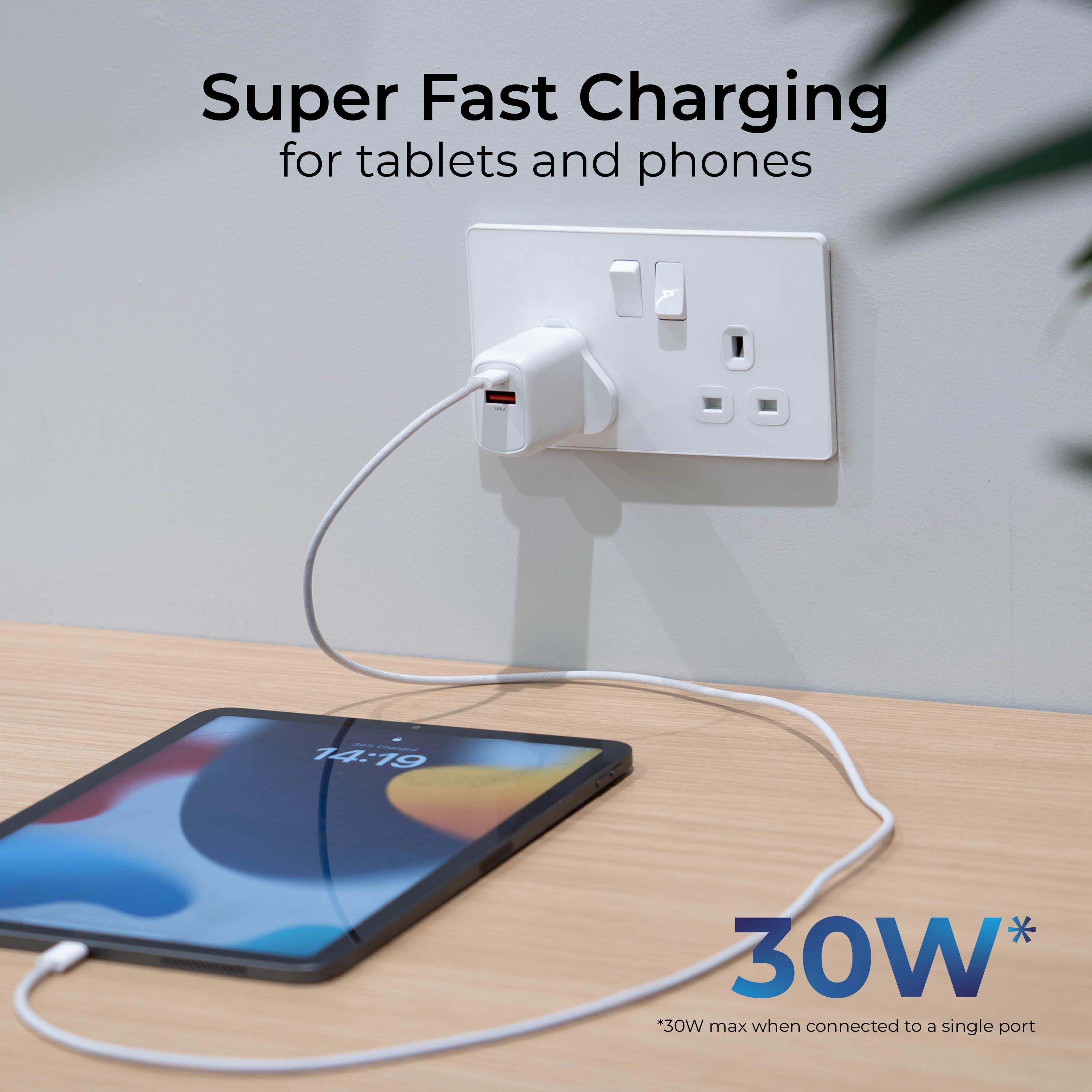 White - Masterplug - Masterplug Charger Plug USB A & C Ports - 4