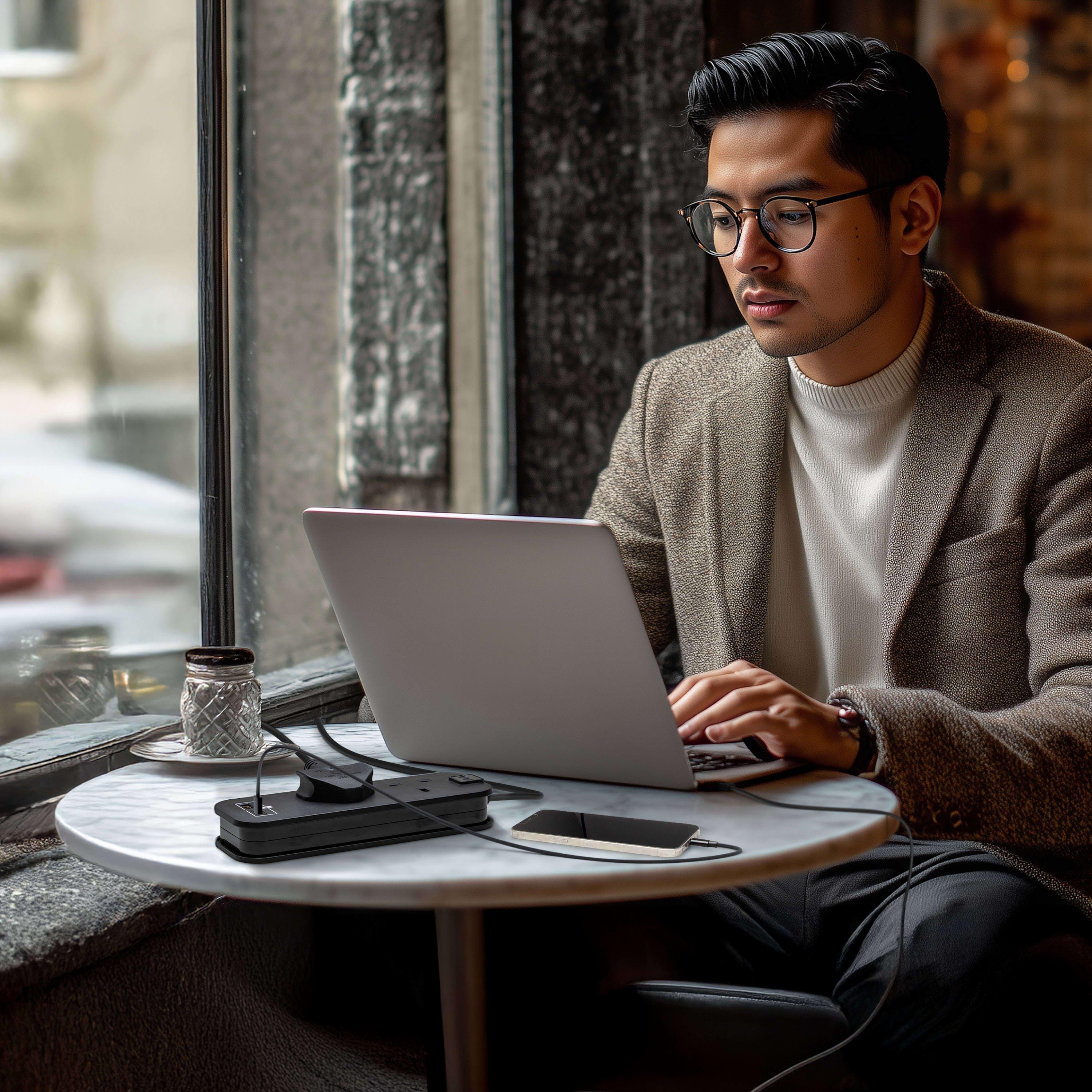 Black - Masterplug - MASTERPLUG 2 SOCKET 0.45M 13 AMP EXTENSION LEAD + - 8