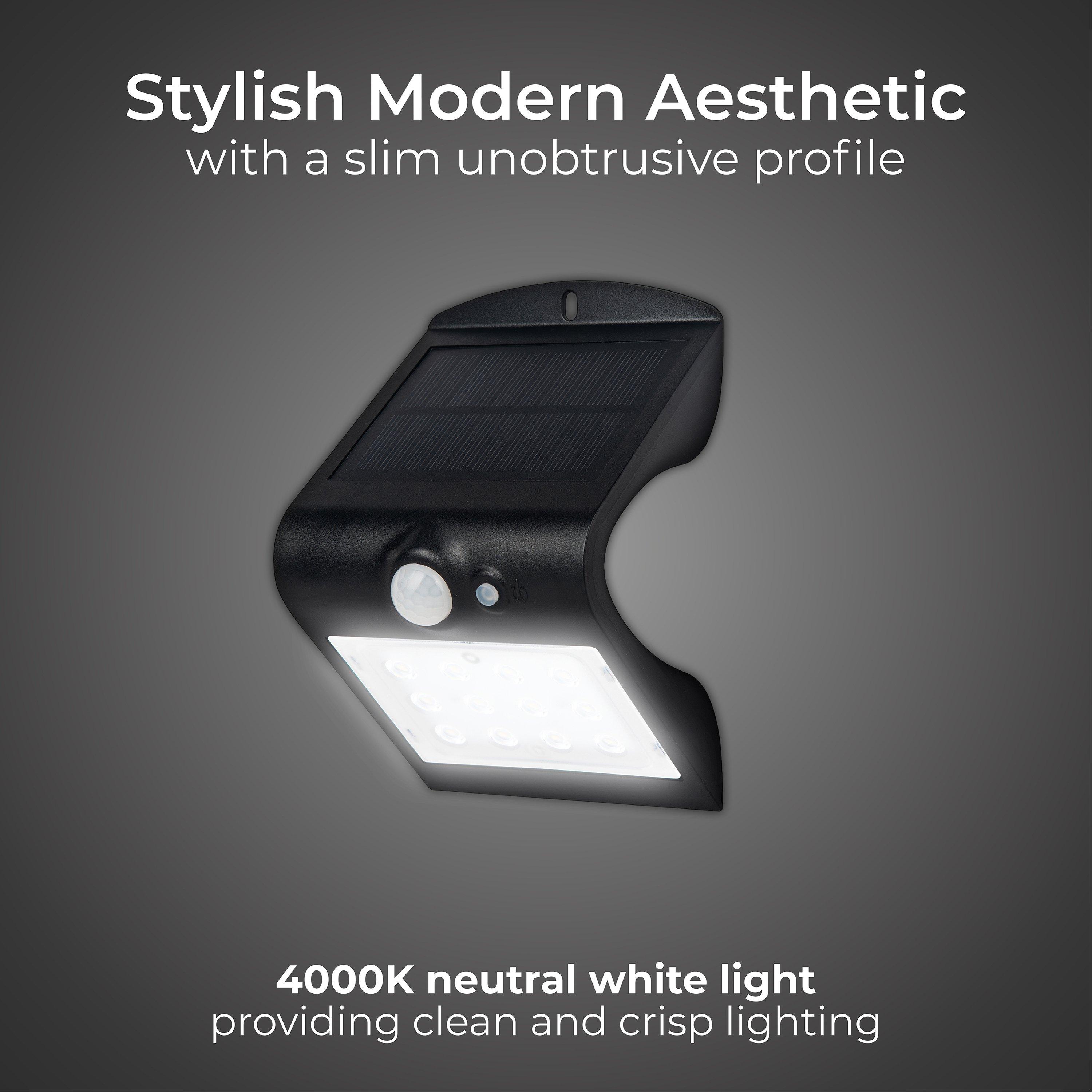 Black - Luceco - Luceco LED Solar Guardian Wall Light with PIR Moti - 4