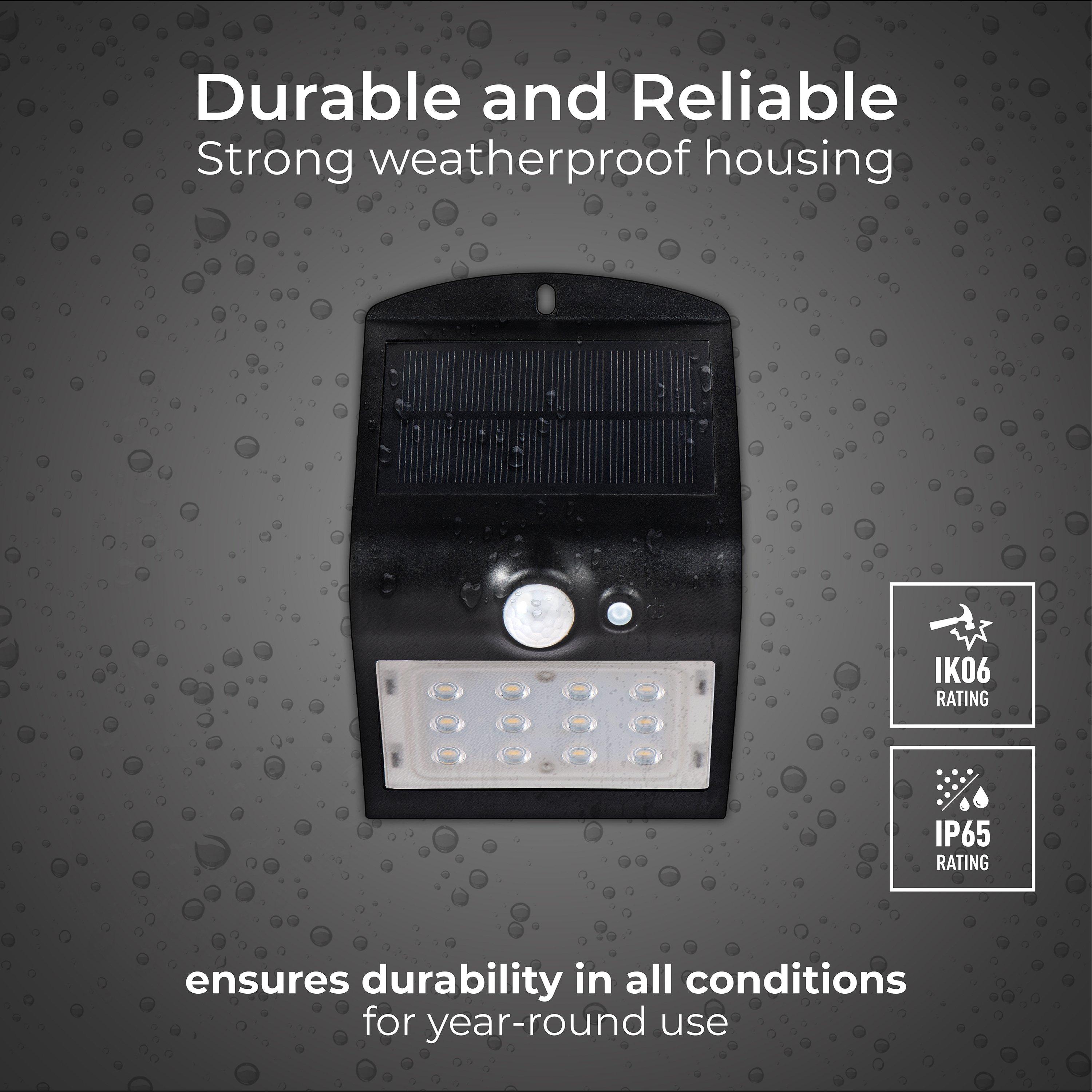 Black - Luceco - Luceco LED Solar Guardian Wall Light with PIR Moti - 5