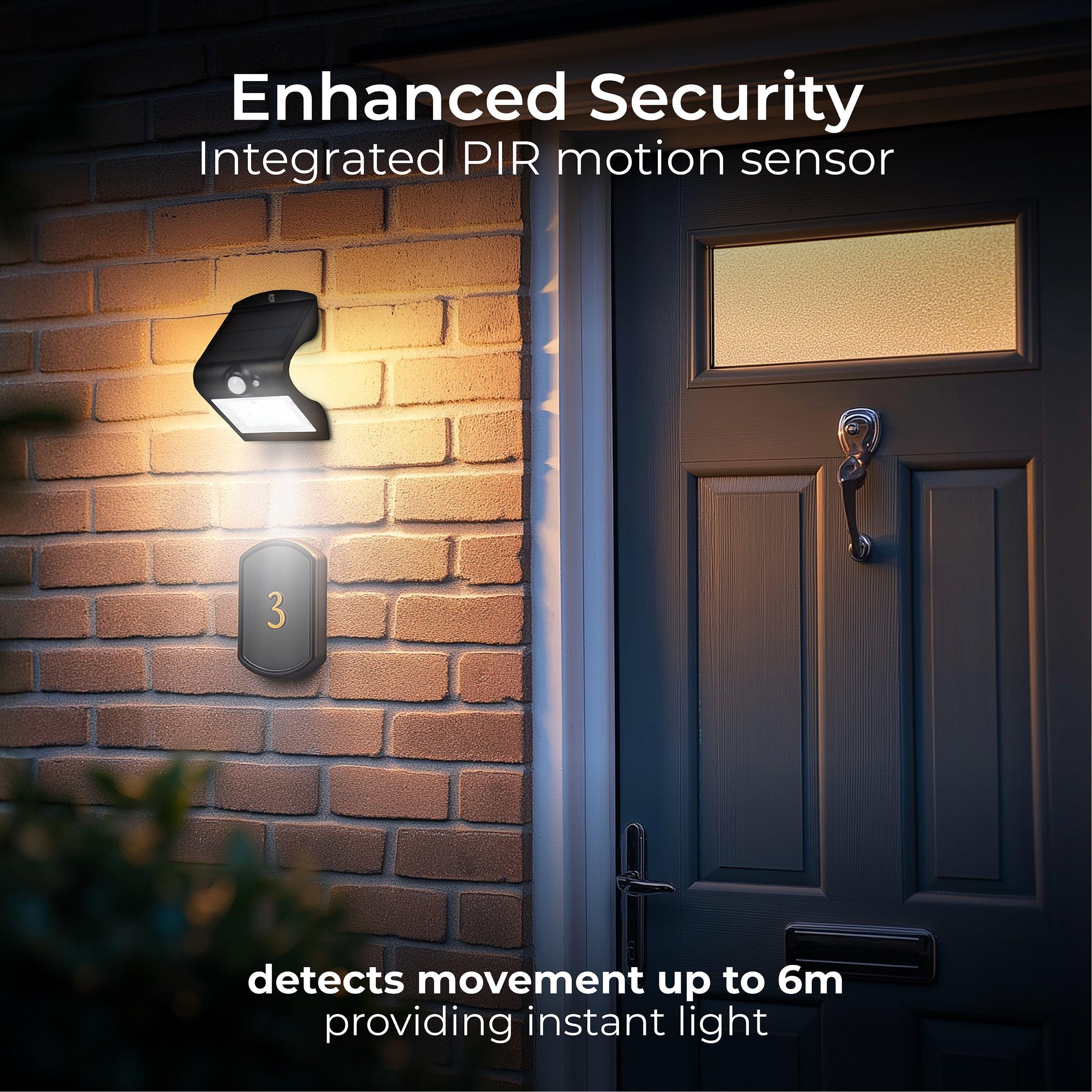 Black - Luceco - Luceco LED Solar Guardian Wall Light with PIR Moti - 7