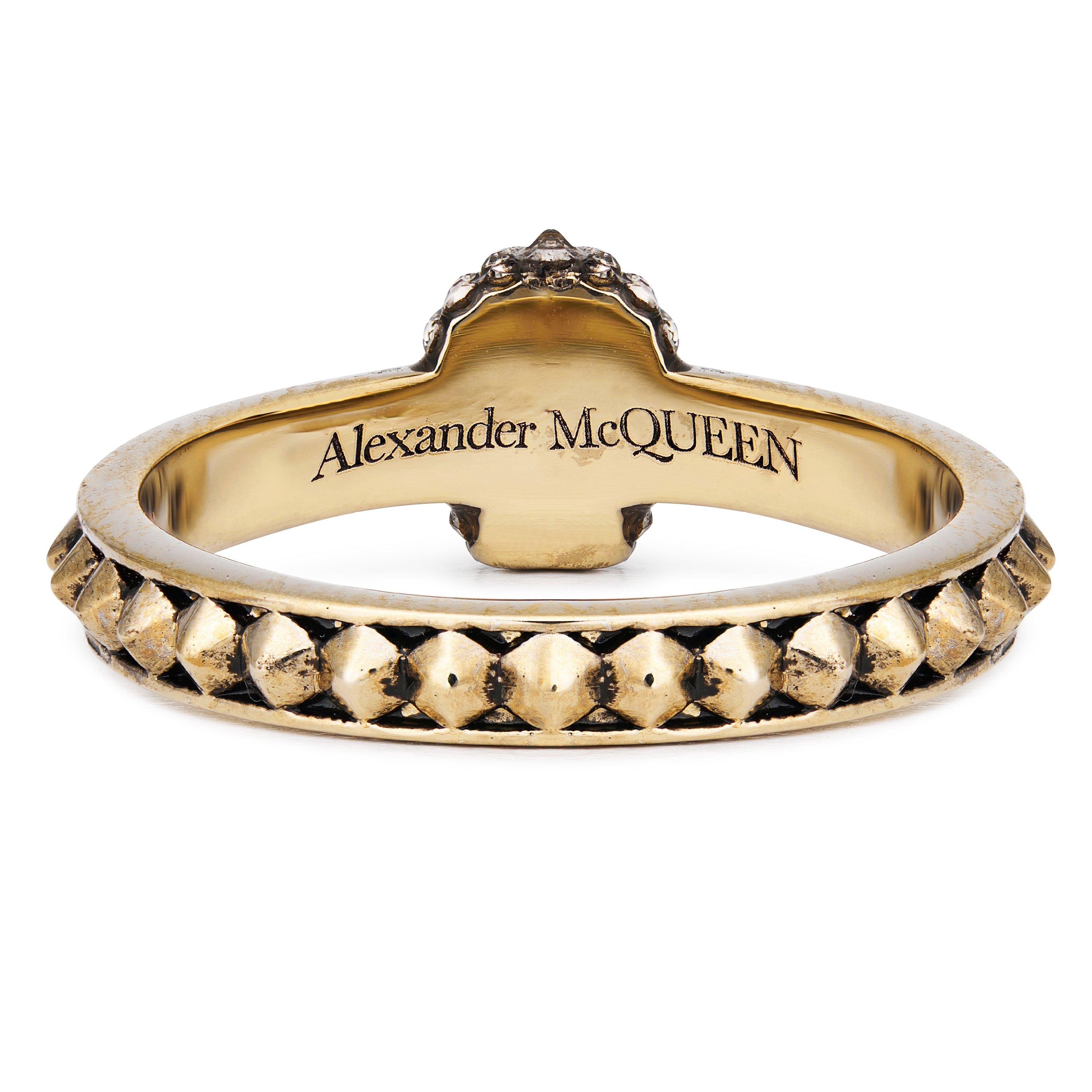 Pale Gold 7185 - Alexander McQueen - Pave Skull Ring - 4