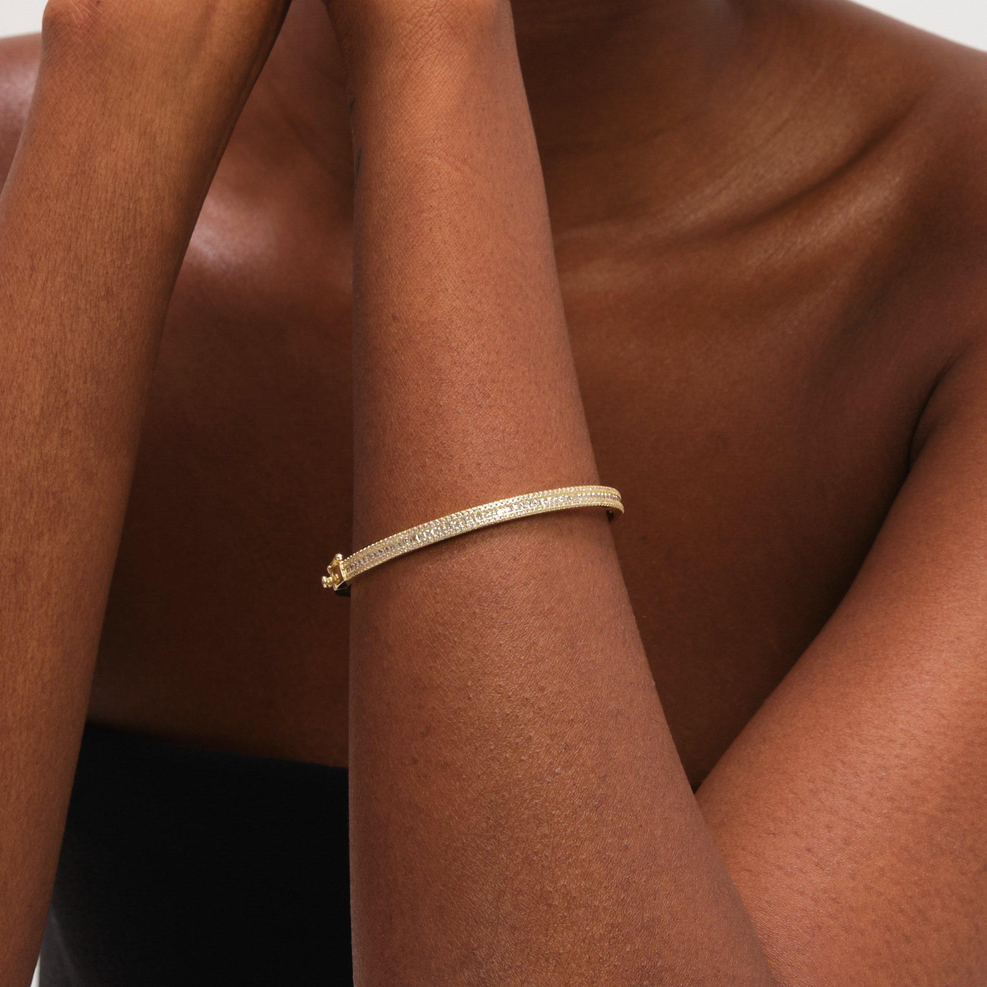 Gold - Jon Richard - Gold Plated Cubic Zirconia Bangle - 2