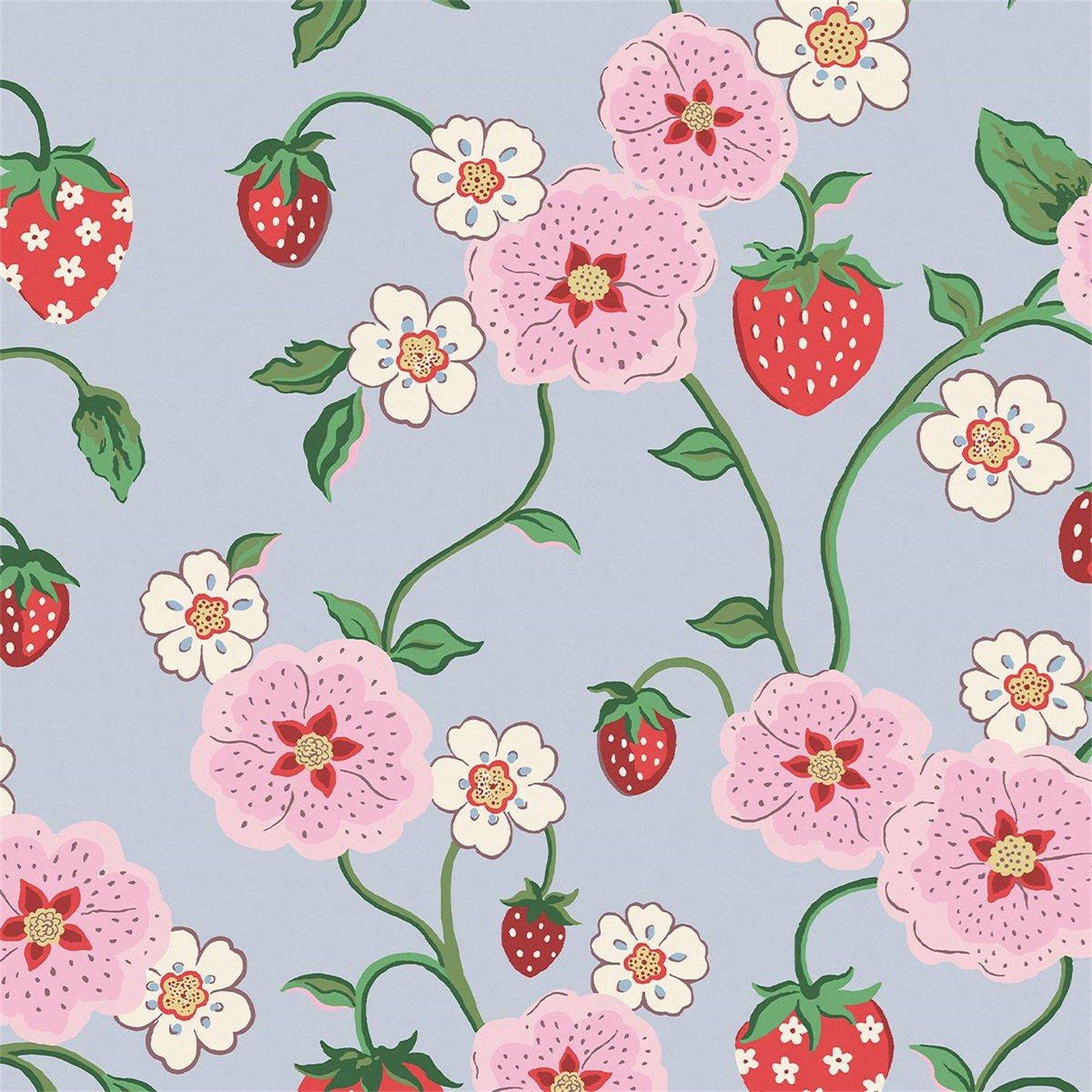Blue - Cath Kidston - Strawberry Summer Floral Wallpaper - 5