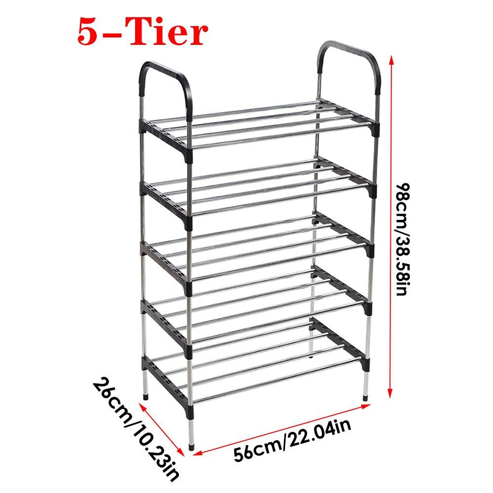 Black - Kabinet UK - 5-Tier Stackable Shoe Rack - 6
