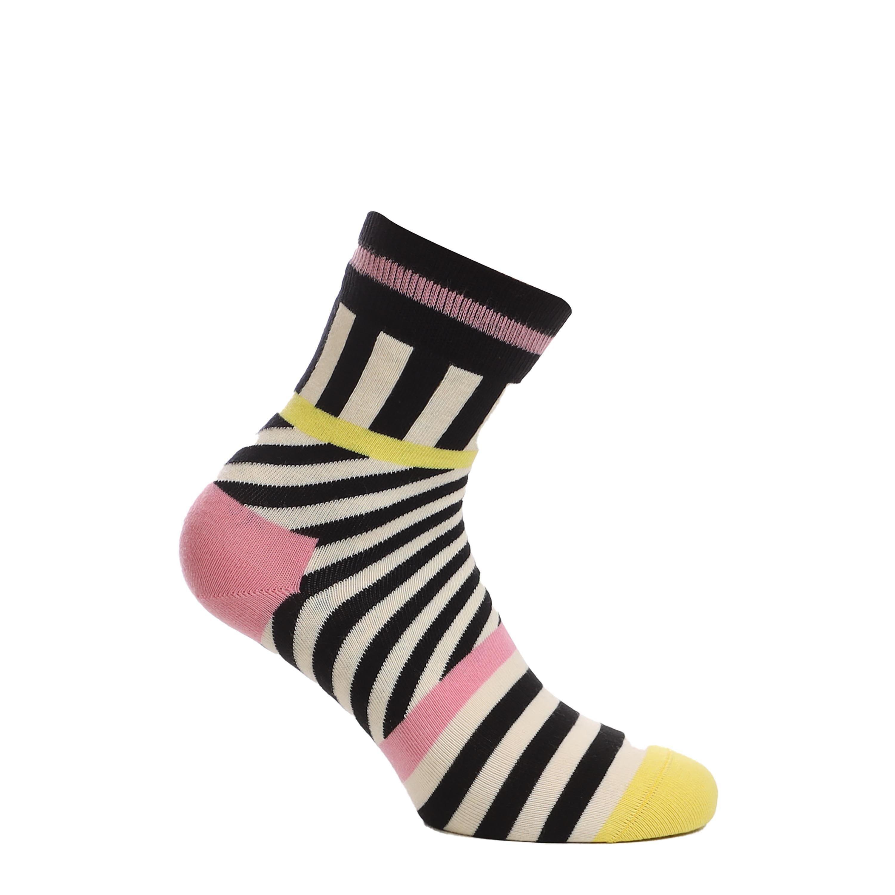 Black - Happy Socks - Striped Stripes half Crew Socks - 2