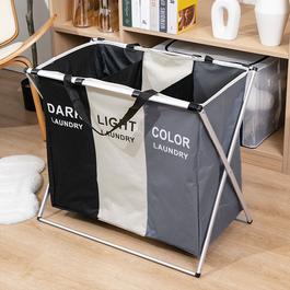 LIFE IDEAS 3-Colour Patchwork Foldable Laundry Sorter