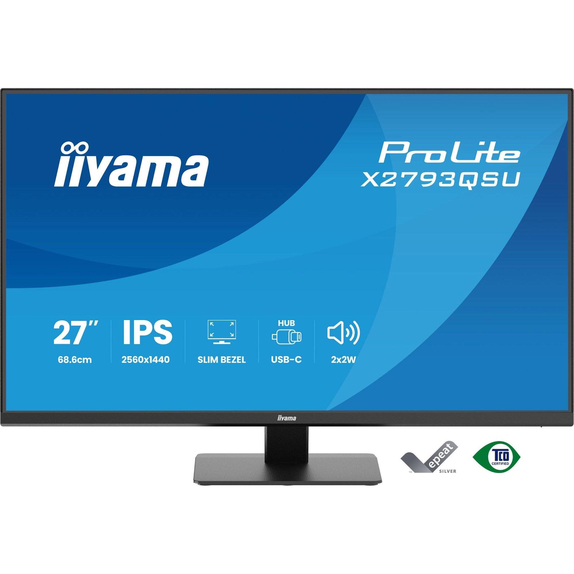 Black - iiyama - ProLite X2793QSU-B1 27 Quad HD IPS 75Hz 1ms Monitor with Speakers - 1