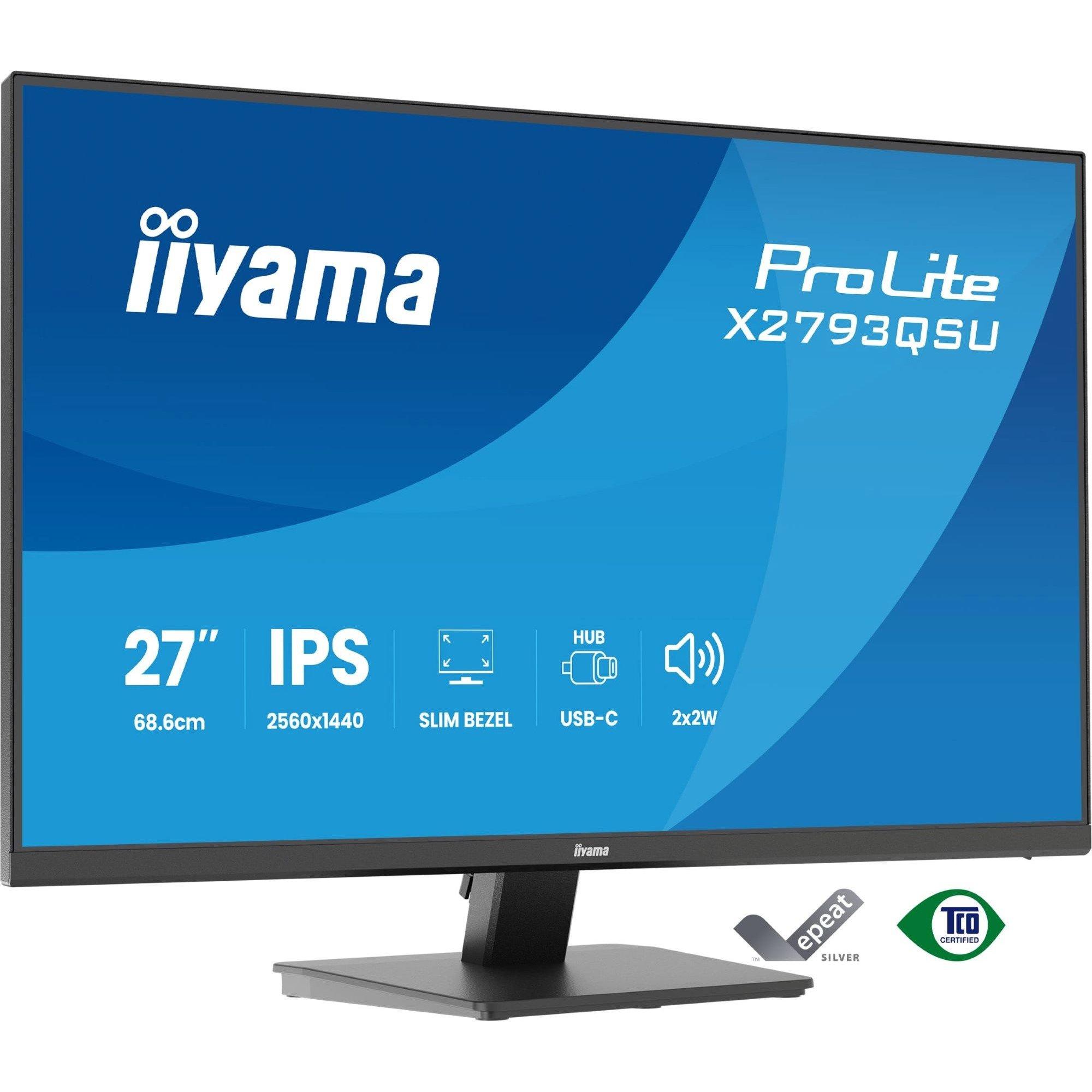 Black - iiyama - ProLite X2793QSU-B1 27 Quad HD IPS 75Hz 1ms Monitor with Speakers - 2