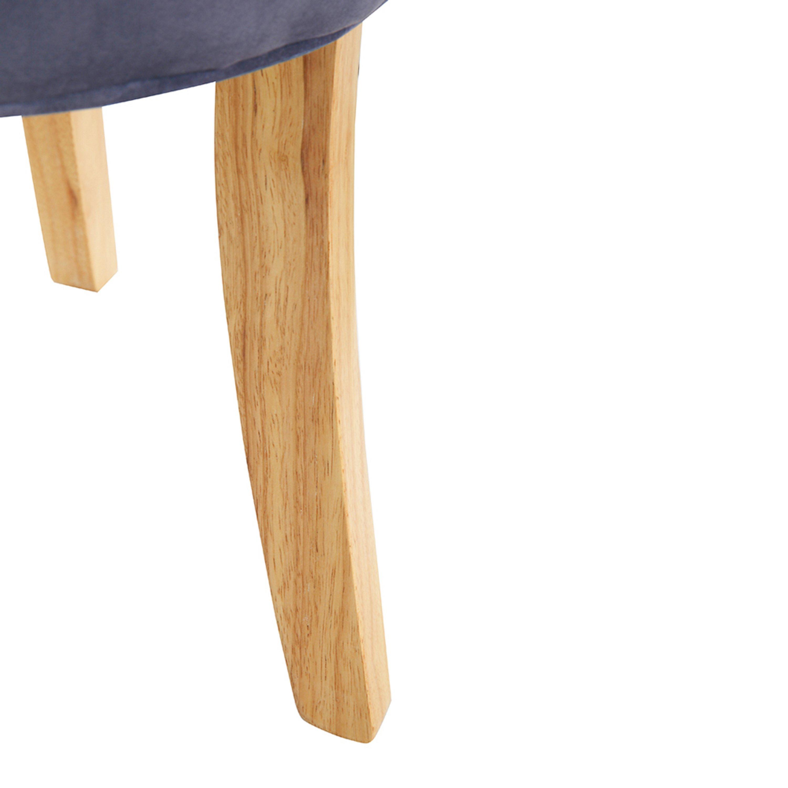 Grey - Kabinet UK - Velvet Makeup Chair with Rubberwood Legs - 7