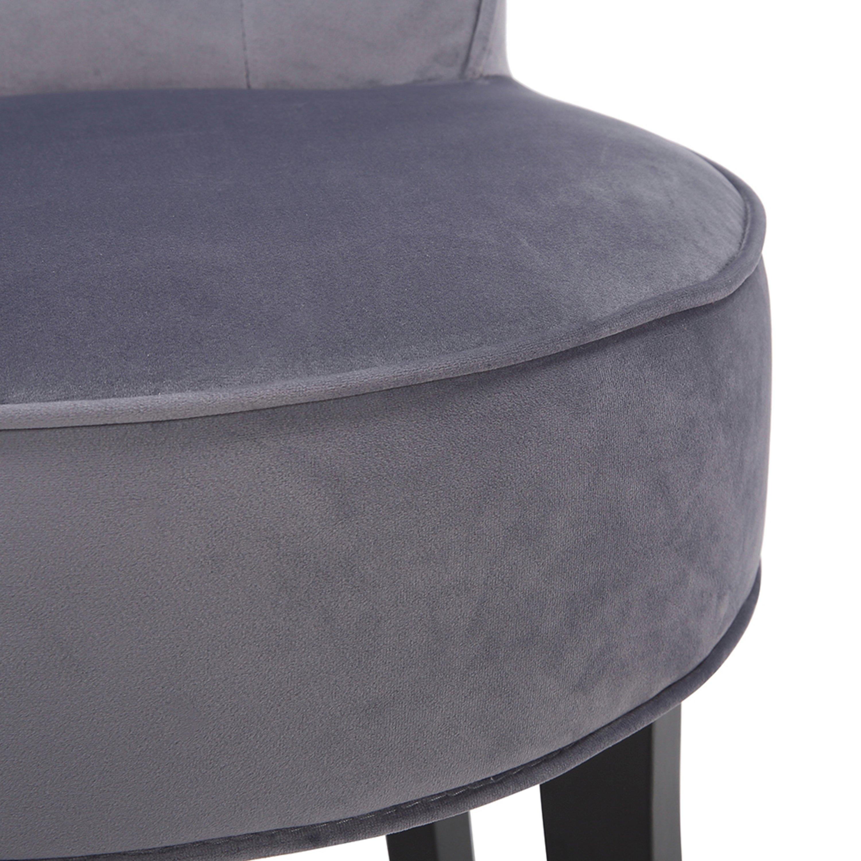 Grey - Kabinet UK - Velvet Vanity Stool with Thick Cushion Grey - 8