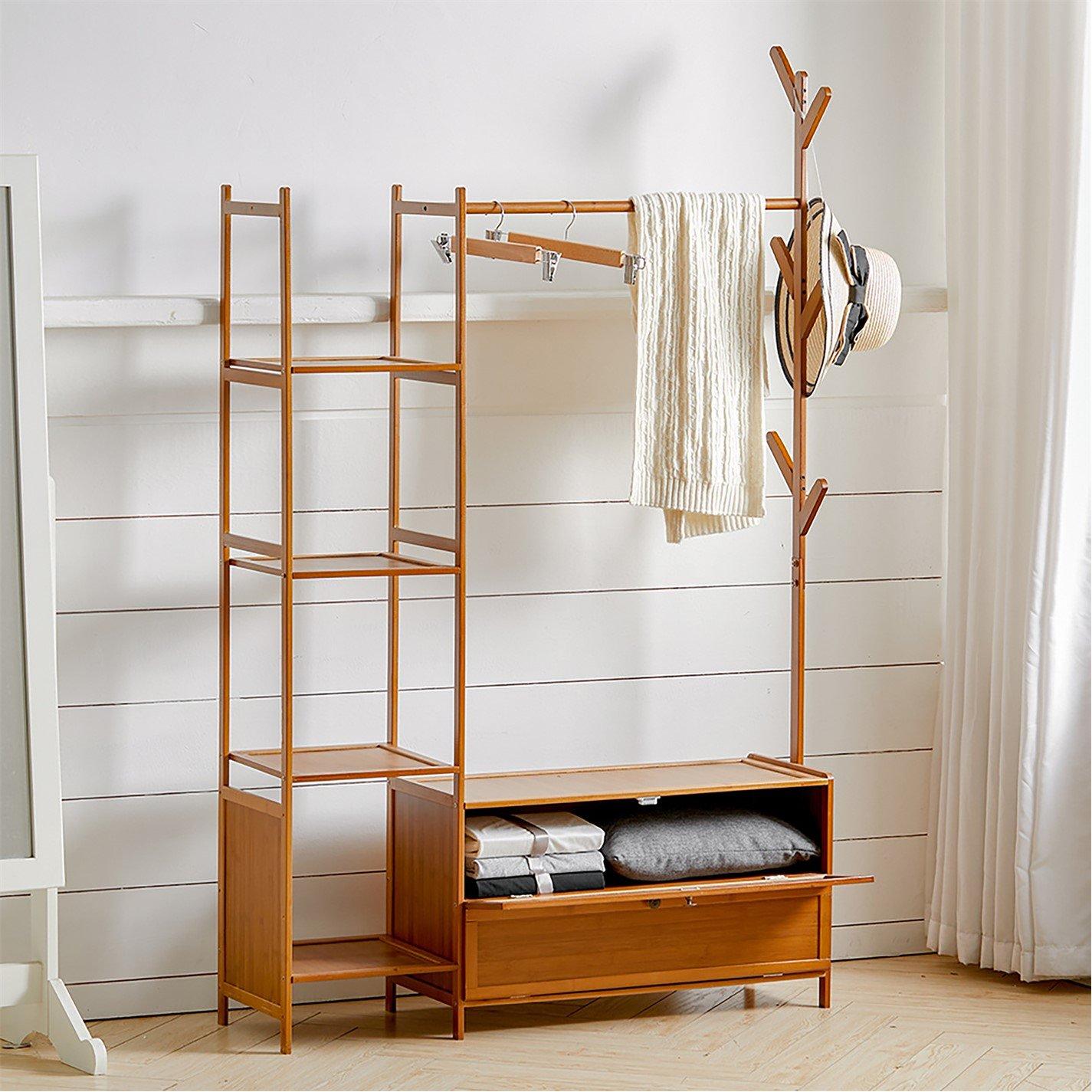 Brown - Kabinet UK - Bamboo Clothes Rack with 2 Drawers and 4 Shelves - 2