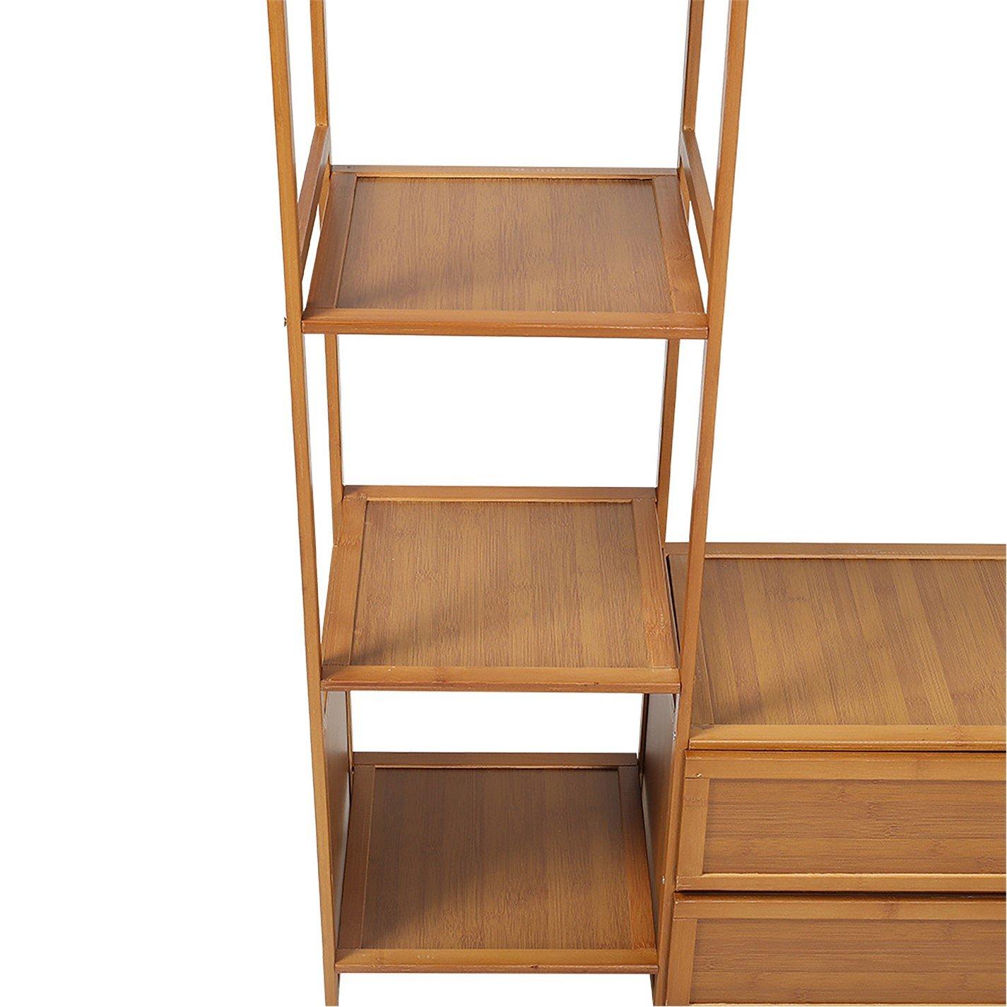 Brown - Kabinet UK - Bamboo Clothes Rack with 2 Drawers and 4 Shelves - 5
