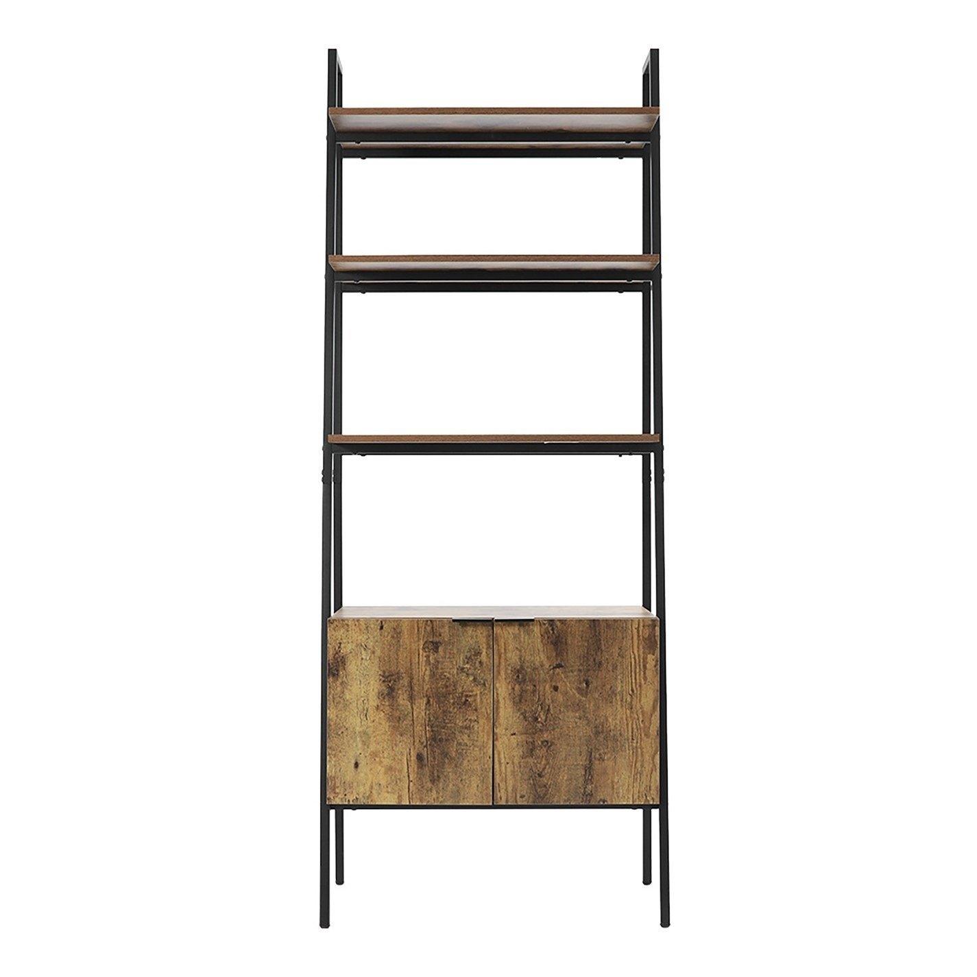 Brown - Kabinet UK - Industrial 3-Tier Bookshelf with Cabinet - 3