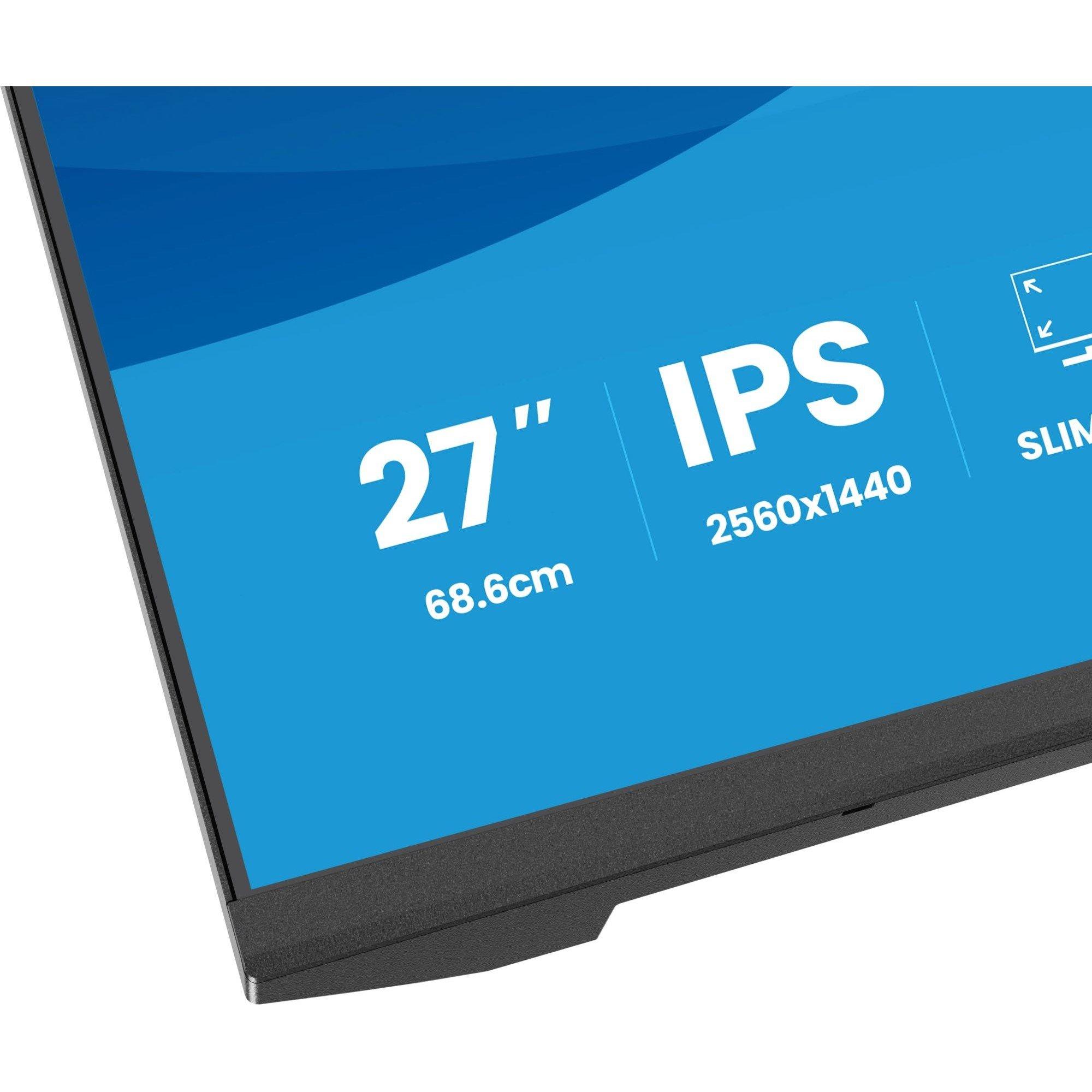 Black - iiyama - ProLite XB2793QSU-B1 27 Quad HD IPS 75Hz 1ms Height Adjustable Monitor with Speakers - 4