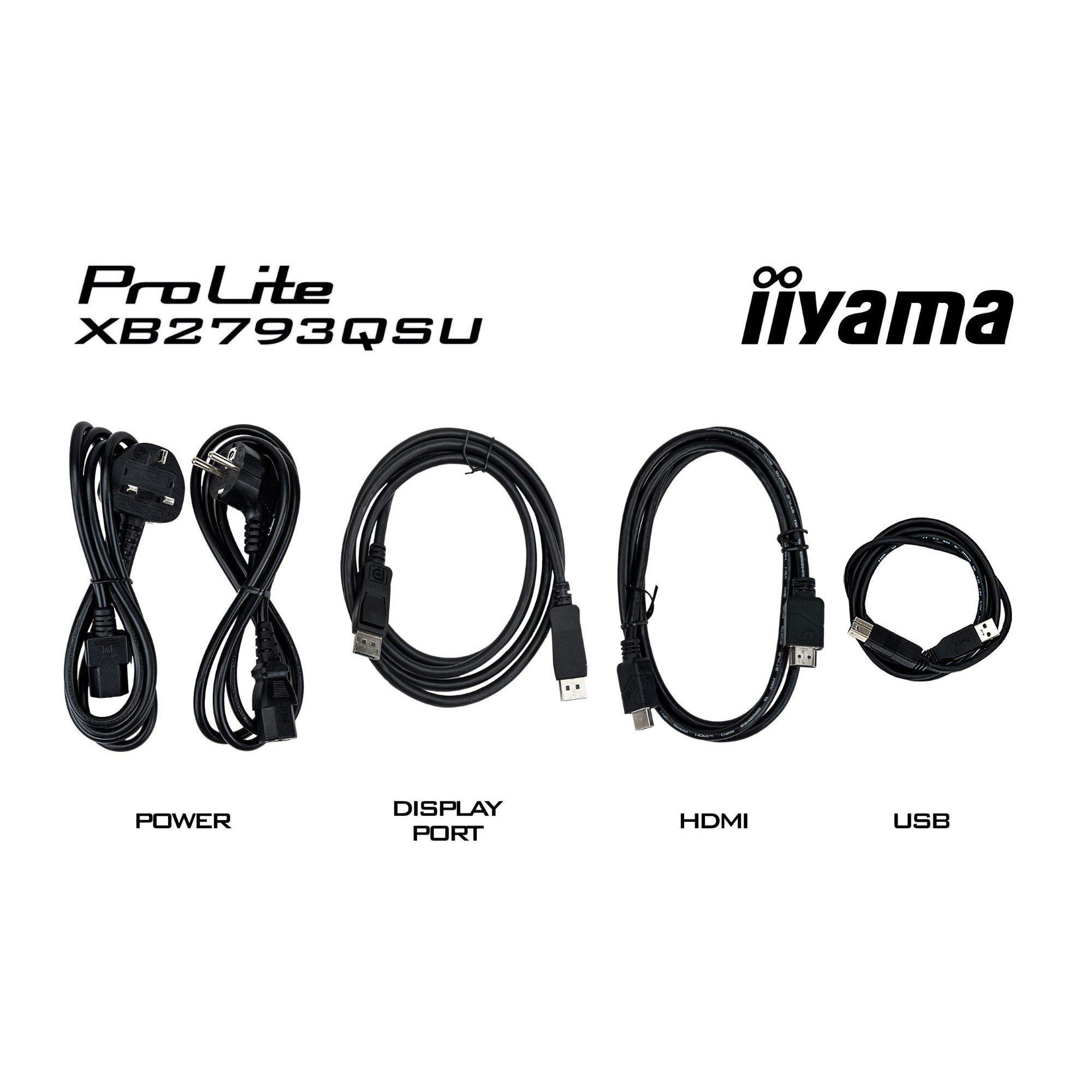 Black - iiyama - ProLite XB2793QSU-B1 27 Quad HD IPS 75Hz 1ms Height Adjustable Monitor with Speakers - 8