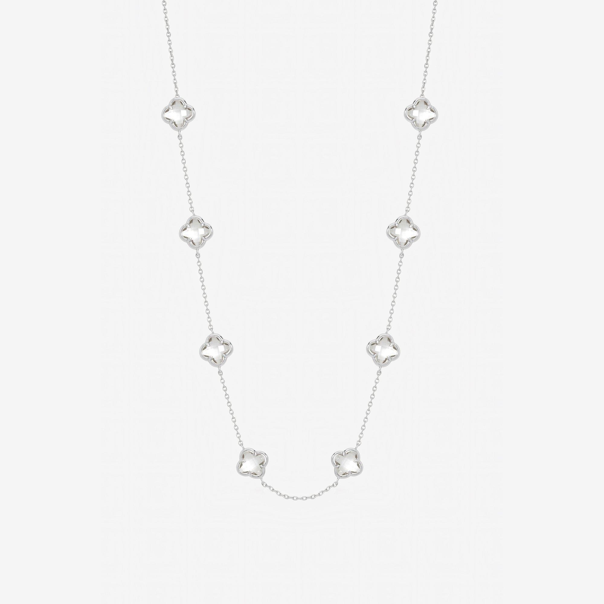 Silver - Inicio - Crystal Clover Necklace - Gift Pouch