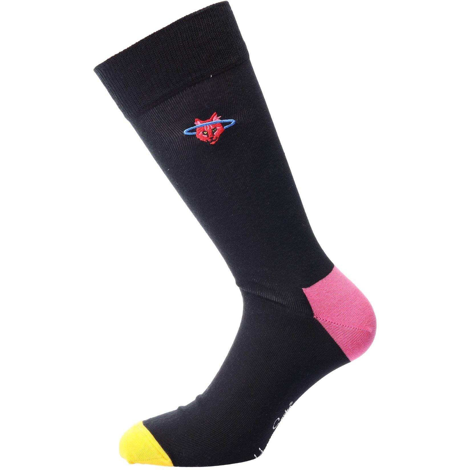 Black - Happy Socks - Embroidery Space Cat Crew - 1