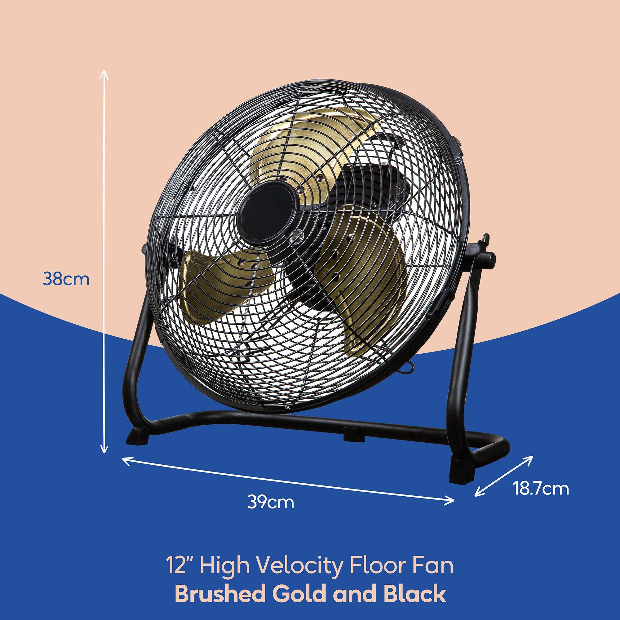 Brushed Gold - Russell Hobbs - RHGF1221BG 12” High Velocity Floor Fan - 8