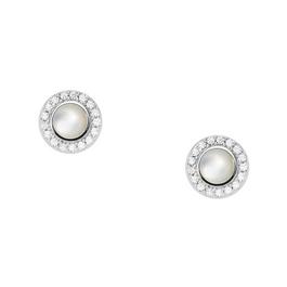 Fossil Elliott Little Charms Mother of Pearl Sterling Silver Stud Earrings JFS00537040