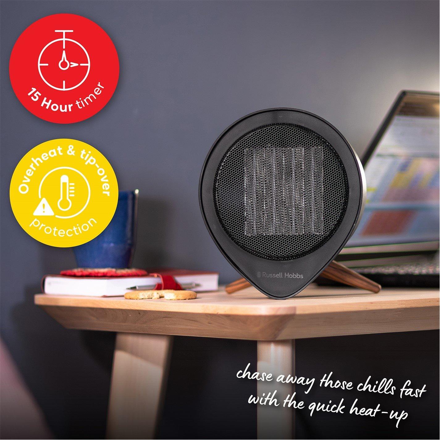 Black - Russell Hobbs - RHMCH1009B-SCA 1.5kw Tripod Mini Ceramic Heater - 6