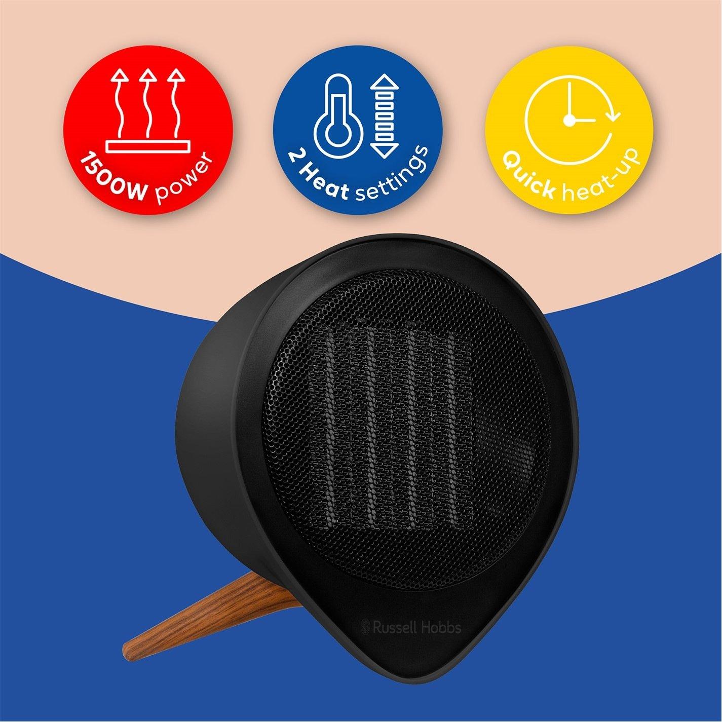 Black - Russell Hobbs - RHMCH1009B-SCA 1.5kw Tripod Mini Ceramic Heater - 8