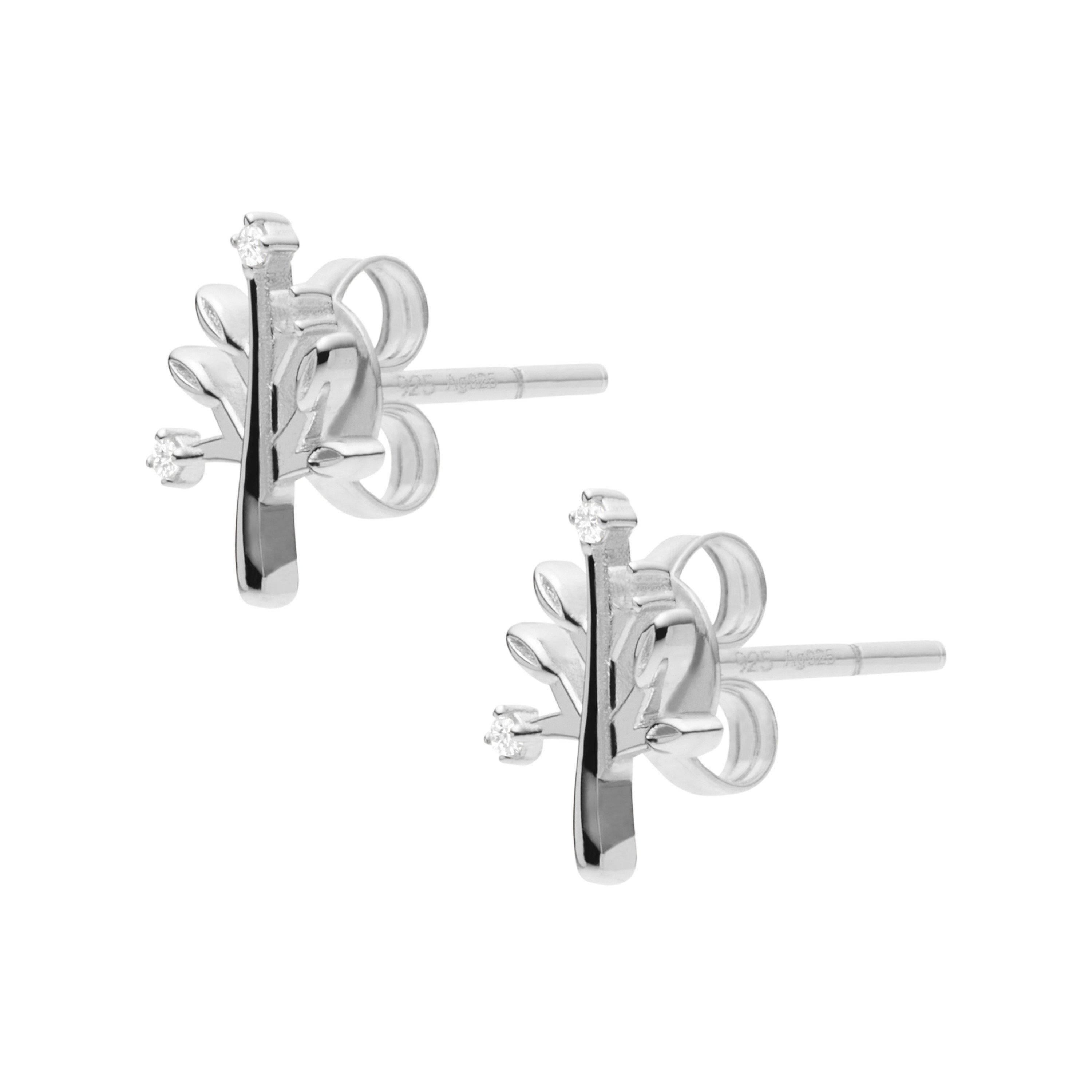 Silver/CZ - Fossil - Elliott Tree Of Life Sterling Silver Stud Earrings JFS00548040 - 2