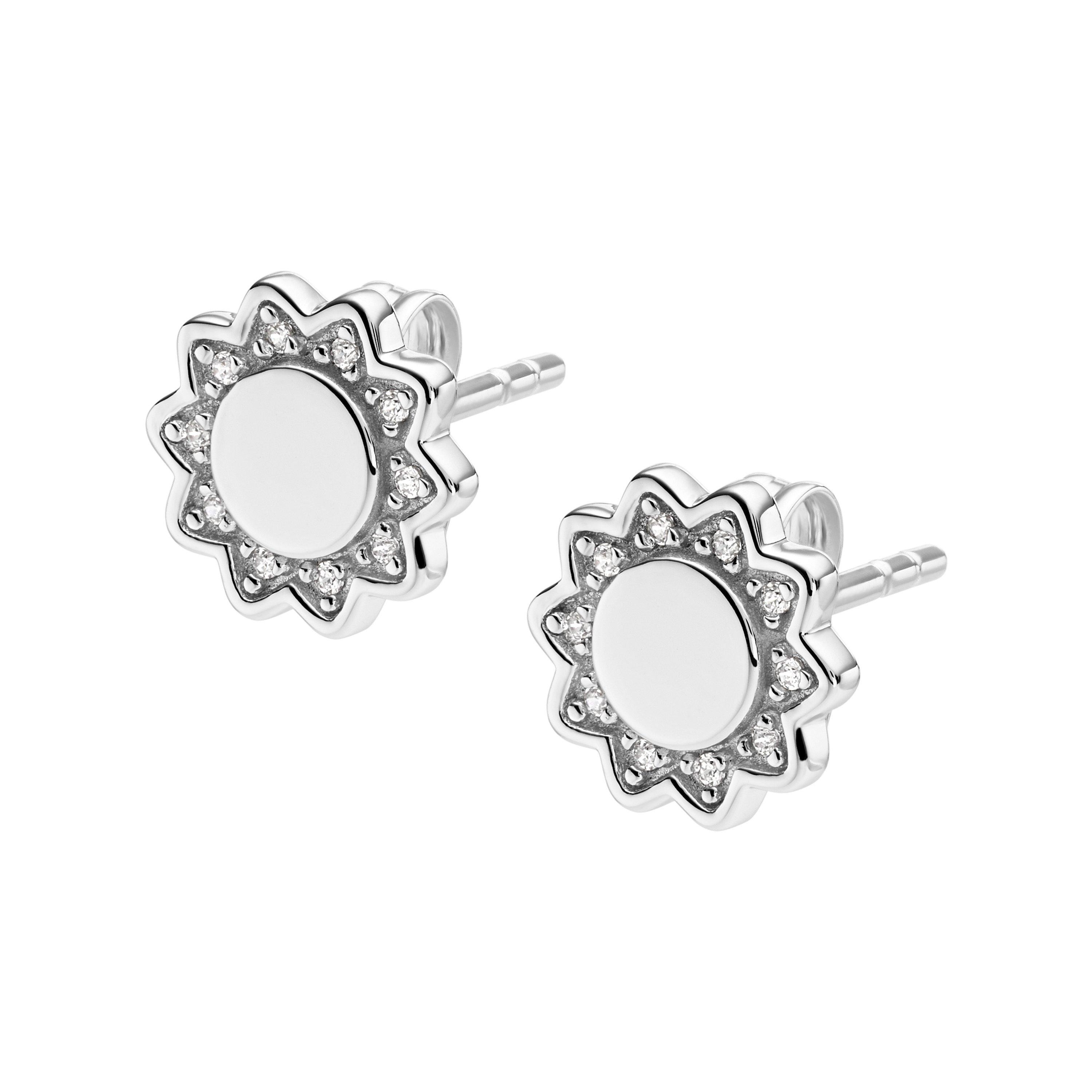 Silver - Fossil - Elliott You Are My Sunshine Silver-Tone Sterling Silver Stud Earring JFS00562040 - 2