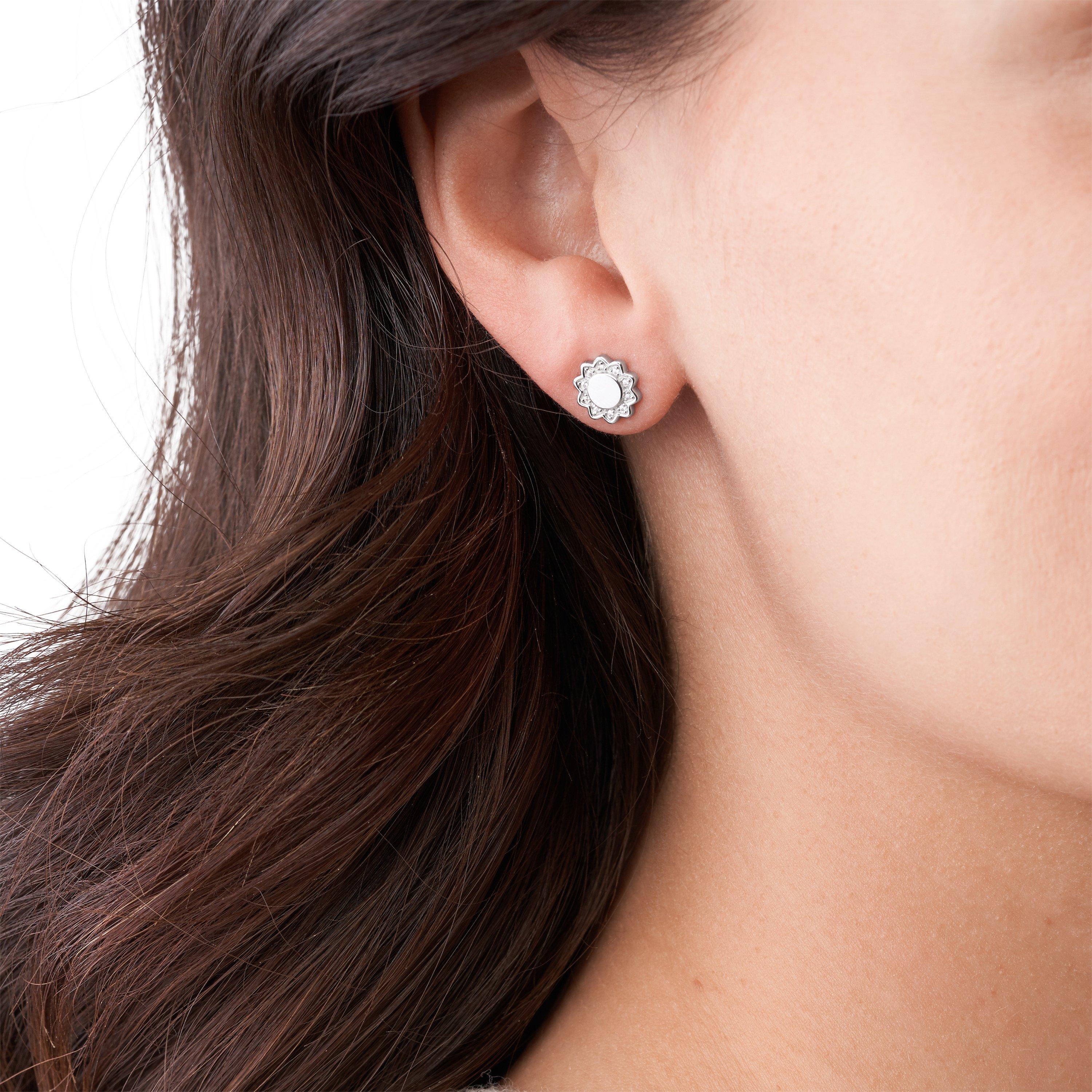 Silver - Fossil - Elliott You Are My Sunshine Silver-Tone Sterling Silver Stud Earring JFS00562040 - 3