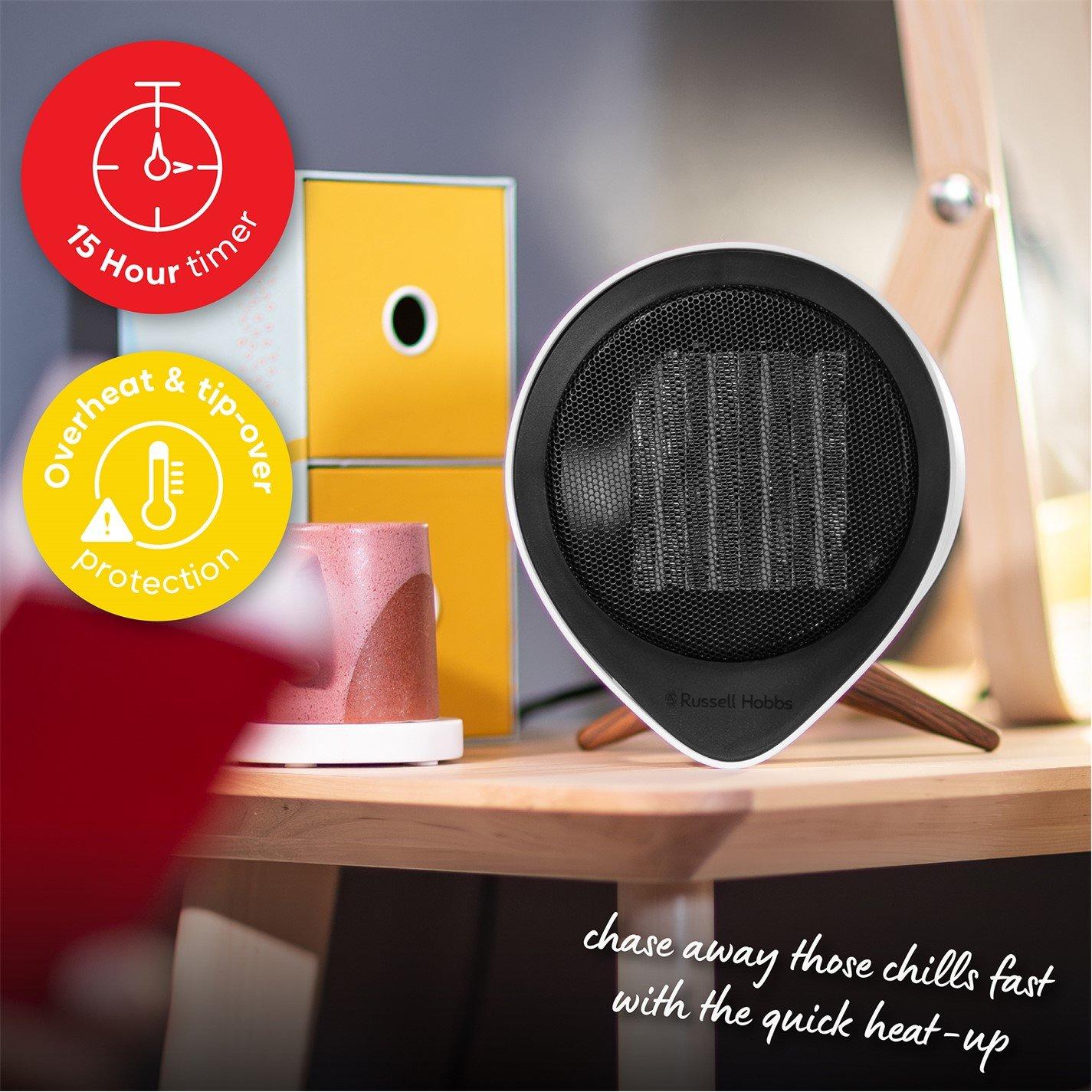 White - Russell Hobbs - RHMCH1009-SCA 1.5kw Tripod Mini Ceramic Heater - 6