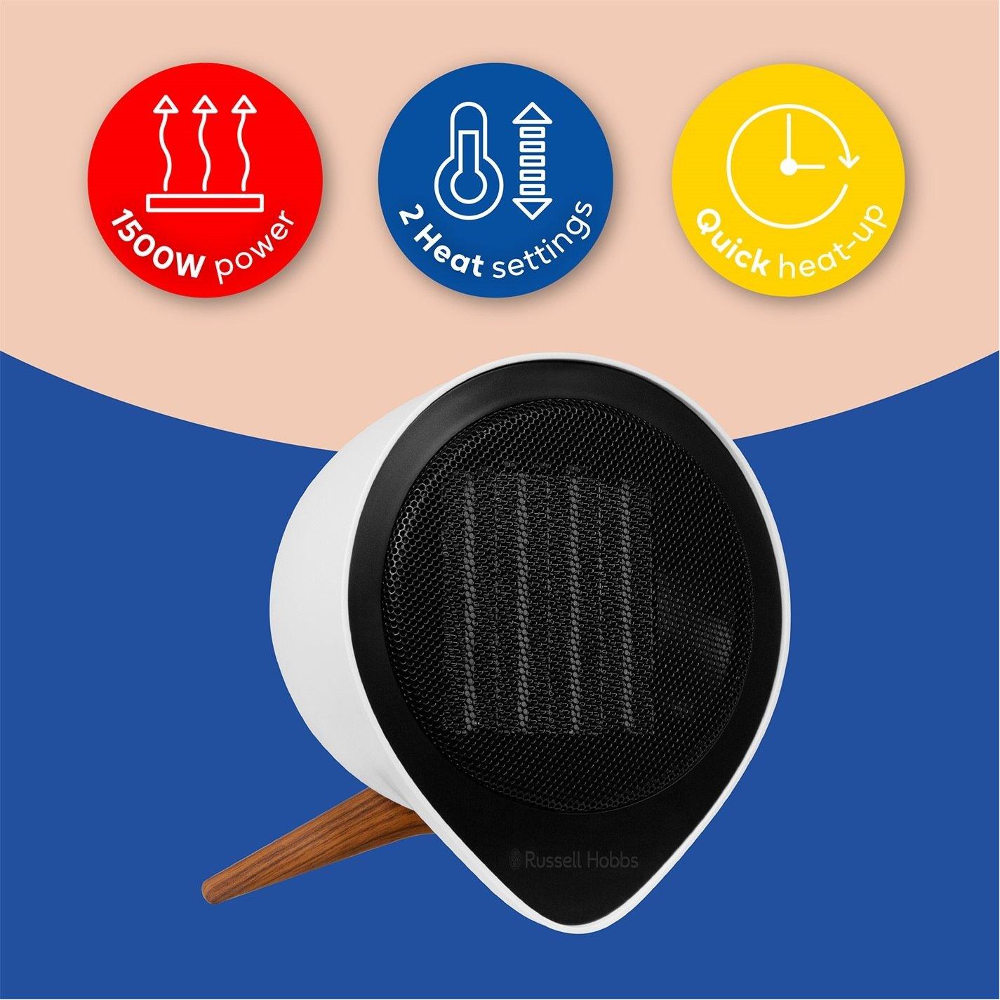 White - Russell Hobbs - RHMCH1009-SCA 1.5kw Tripod Mini Ceramic Heater - 8