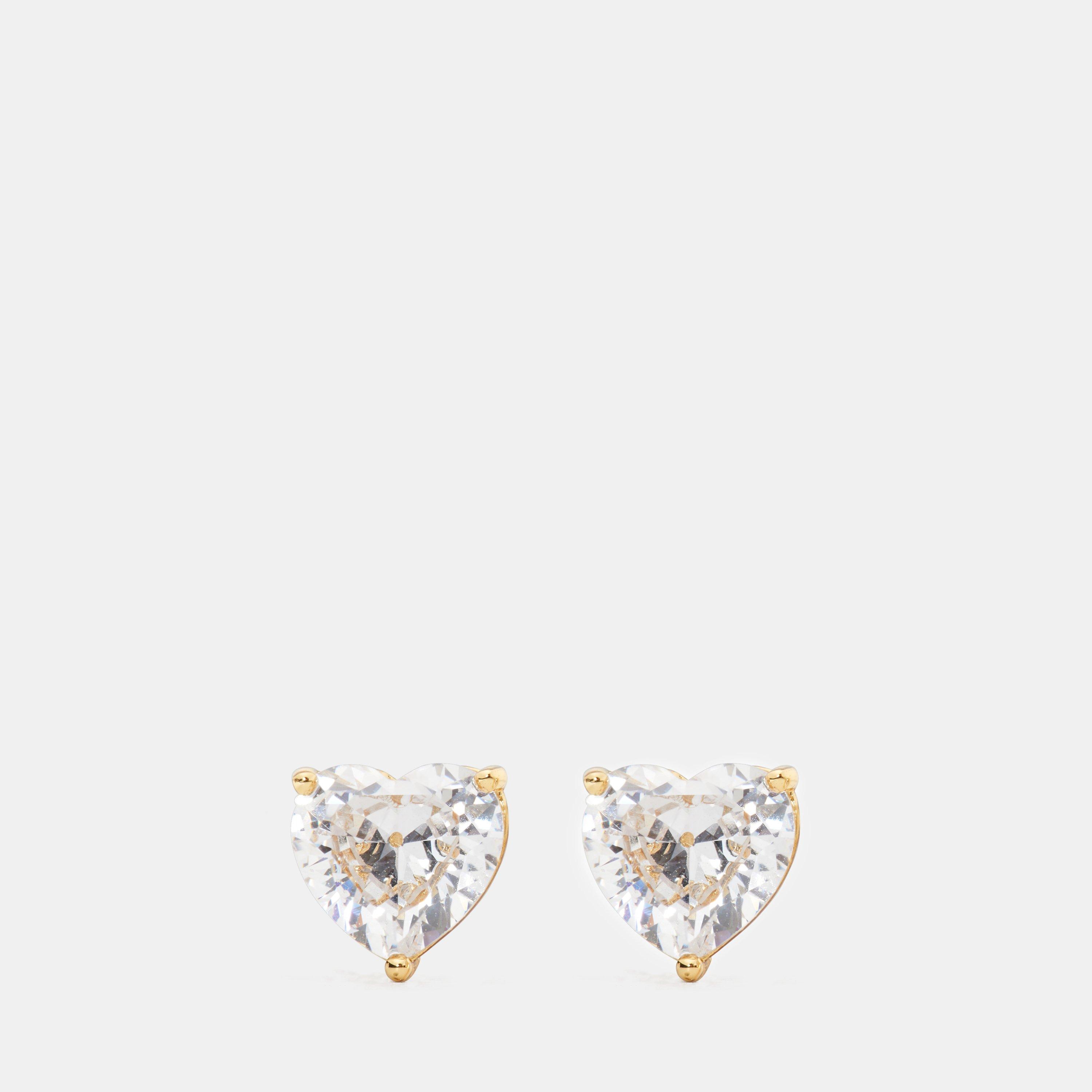 Kate Spade Women's My Love Glitter Heart Stud Earrings - Clear/Gold
