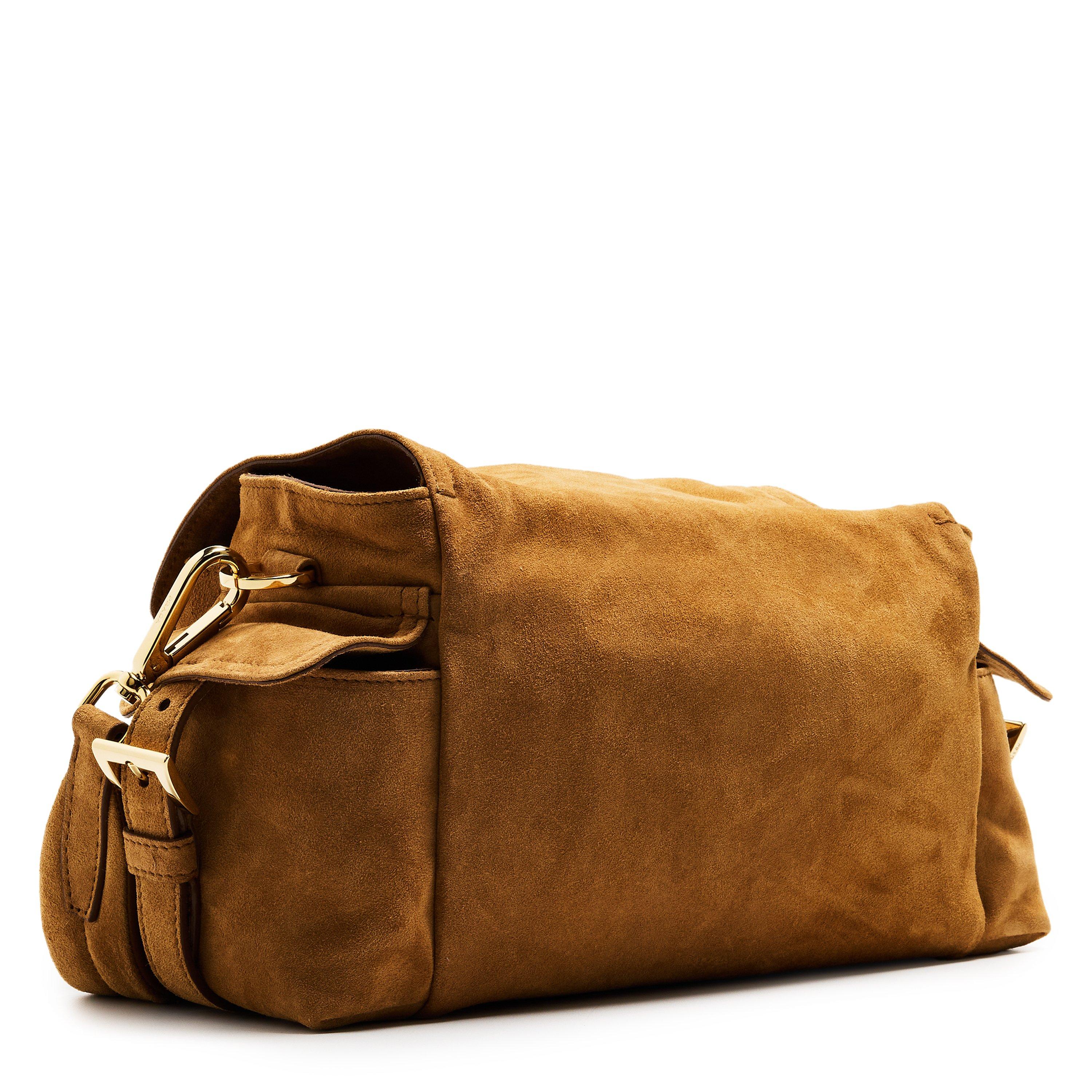 Cannella - Prada - Explore Medium Suede Shoulder Bag with Flap - 2