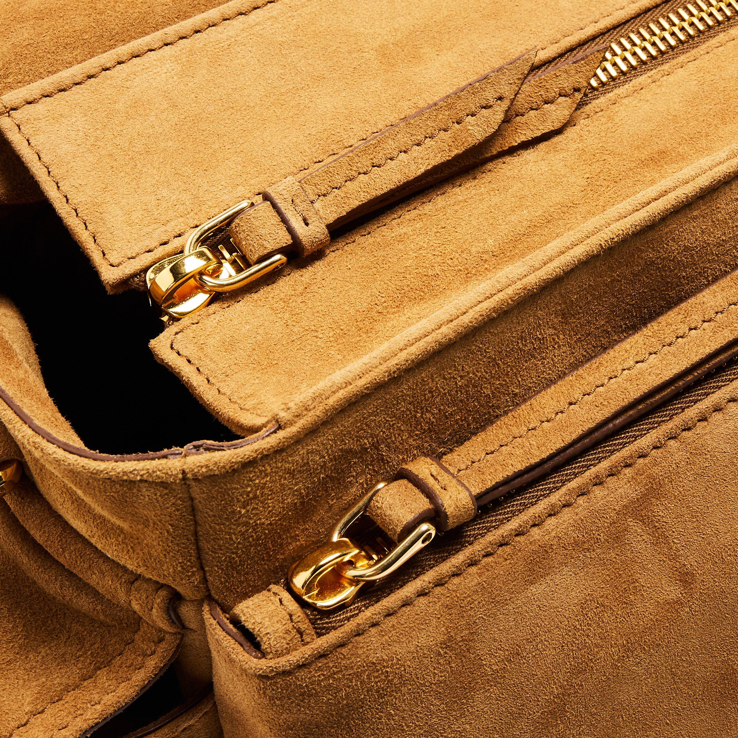 Cannella - Prada - Explore Medium Suede Shoulder Bag with Flap - 5
