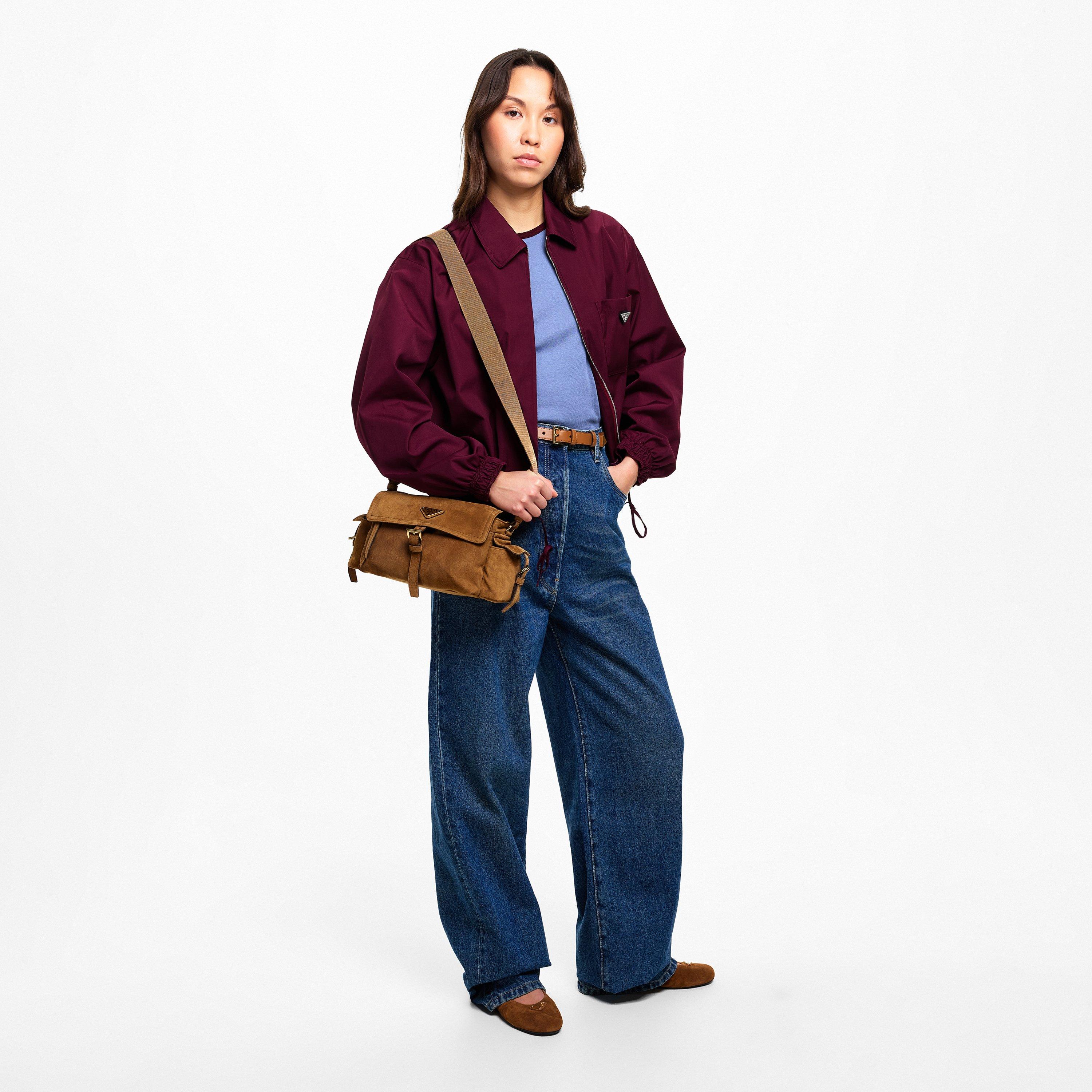 Cannella - Prada - Explore Medium Suede Shoulder Bag with Flap - 6