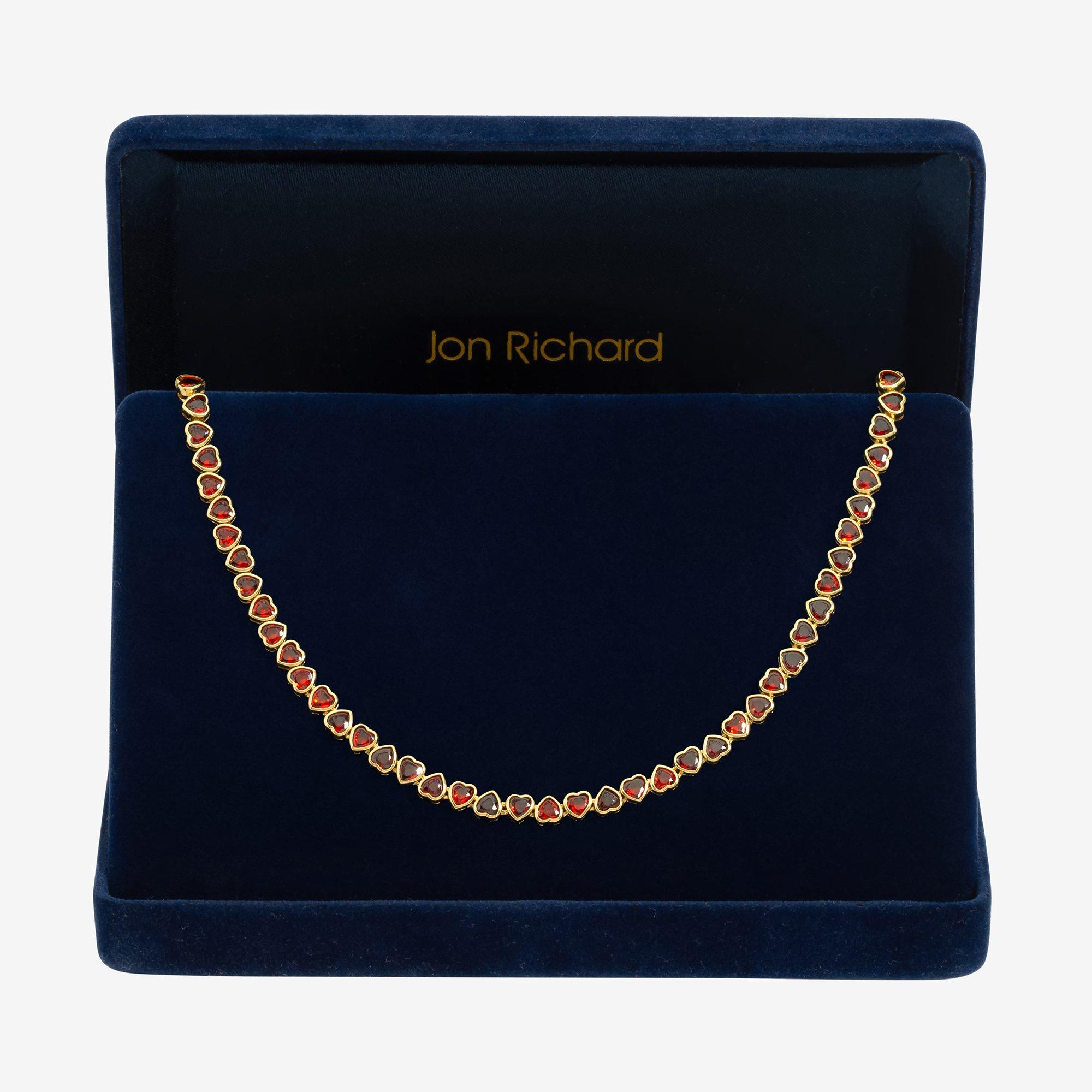 Gold - Jon Richard - Gold Plated Cubic Zirconia Red Heart Necklace - 1