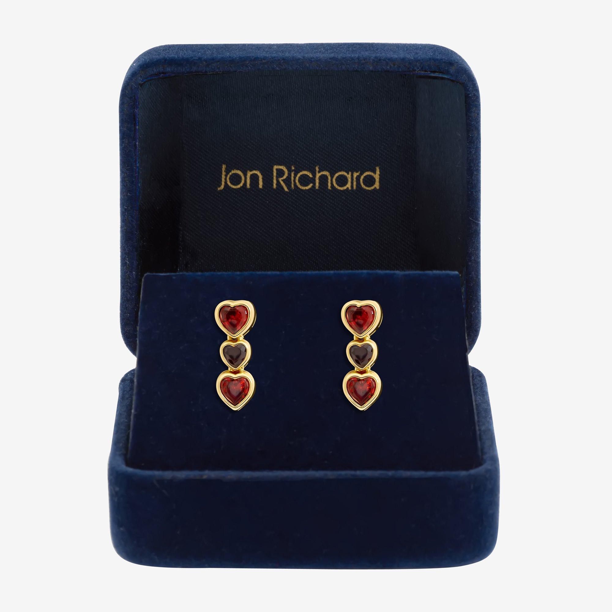 Gold - Jon Richard - Gold Plated Cubic Zirconia Red Heart Earrings - 1