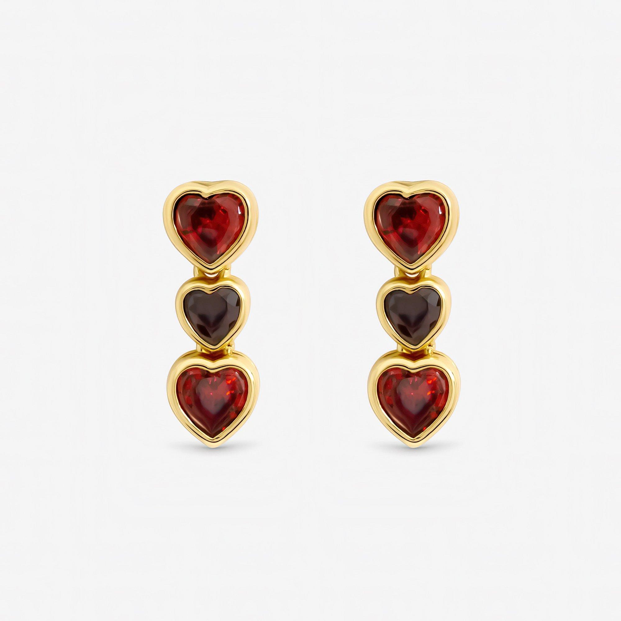 Gold - Jon Richard - Gold Plated Cubic Zirconia Red Heart Earrings - 2