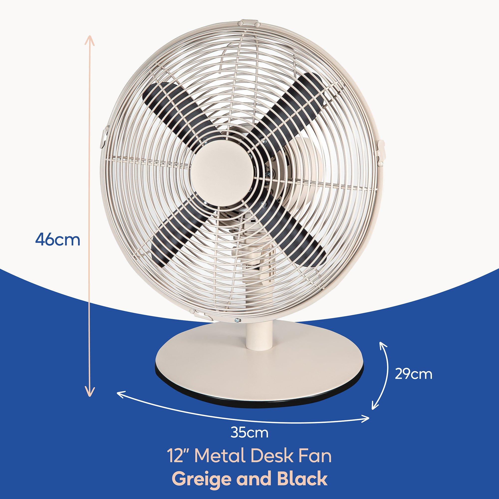 Greige And Blac - Russell Hobbs - RHMDF1201GR Metal Desk Fan in Greige - 2