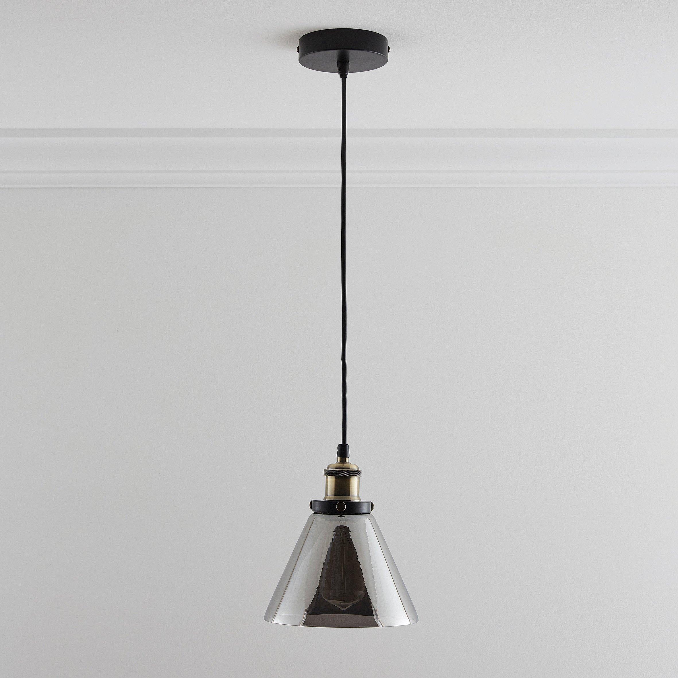 Smokey - K Living - Lucy 1 Light Hanging Smokey Glass Ceiling Pendant - 1