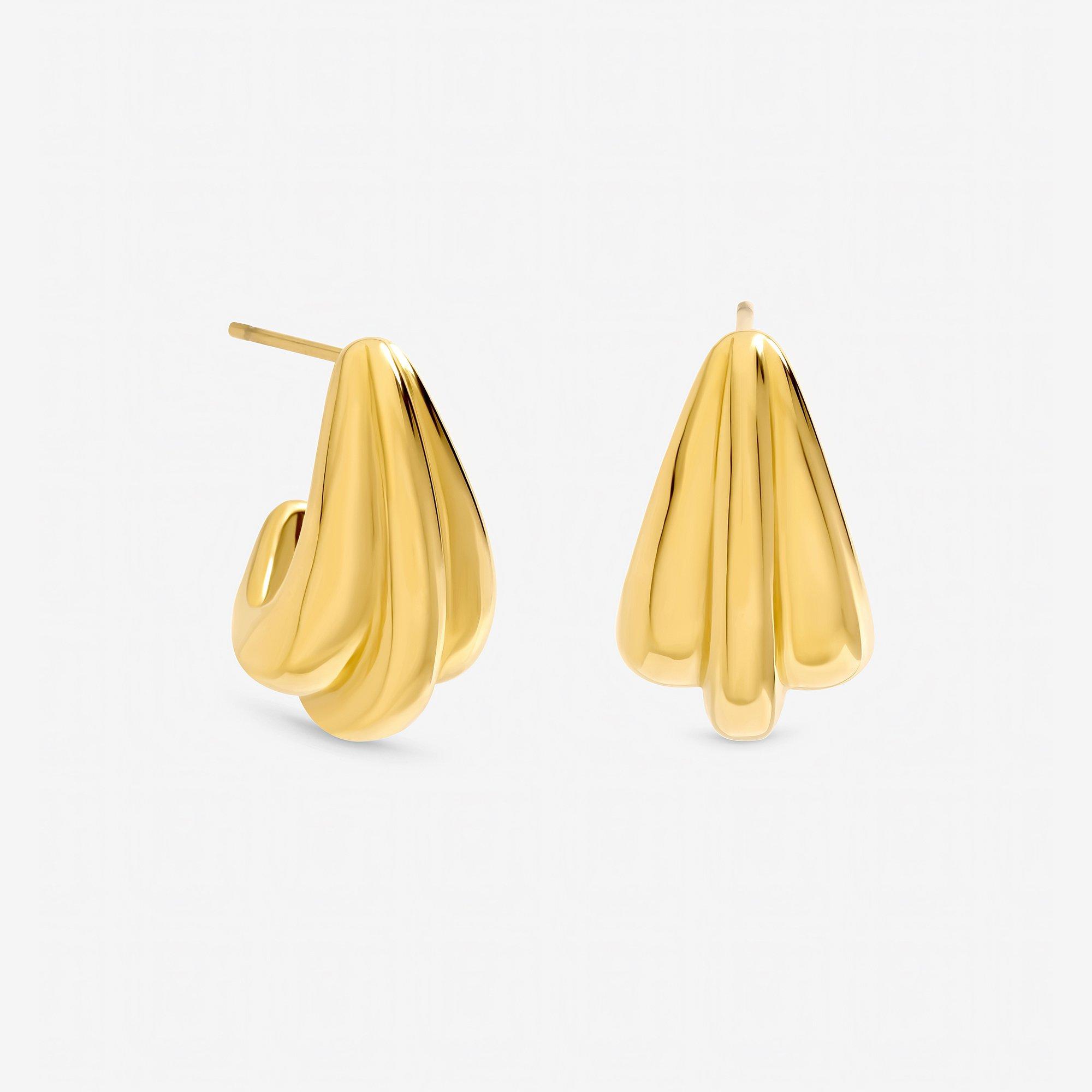Jon Richard Women's Plated Waterproof row Dome Hoop Earrings Gold