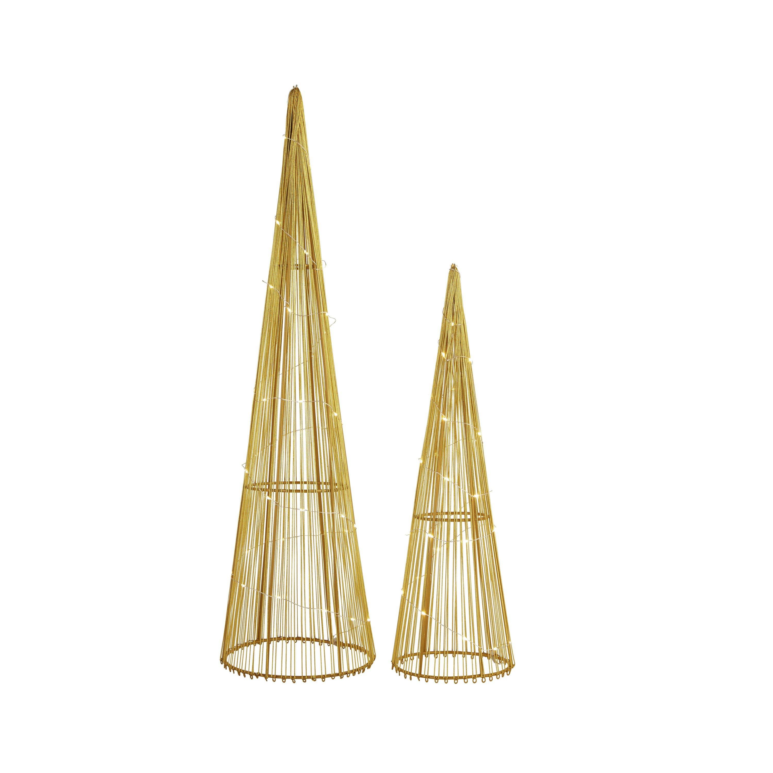 Lighting Collection 2pc Set - Gold Frame LED Xmas Trees