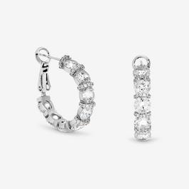 Jon Richard Rhodium Plated CZ Round Stone Hoop Earrings
