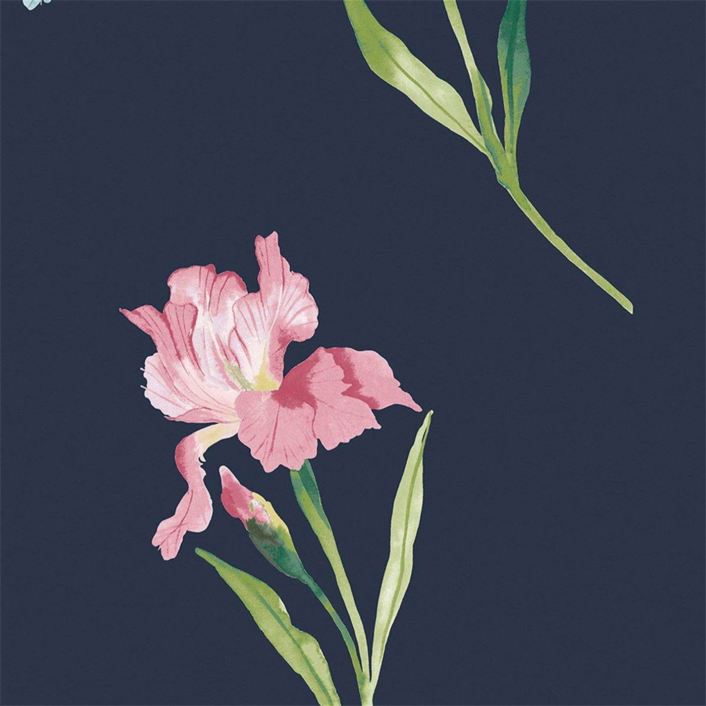 Midnight Seaspr - Laura Ashley - Hawling Irises Midnight Seaspray Floral Wallpaper - 4