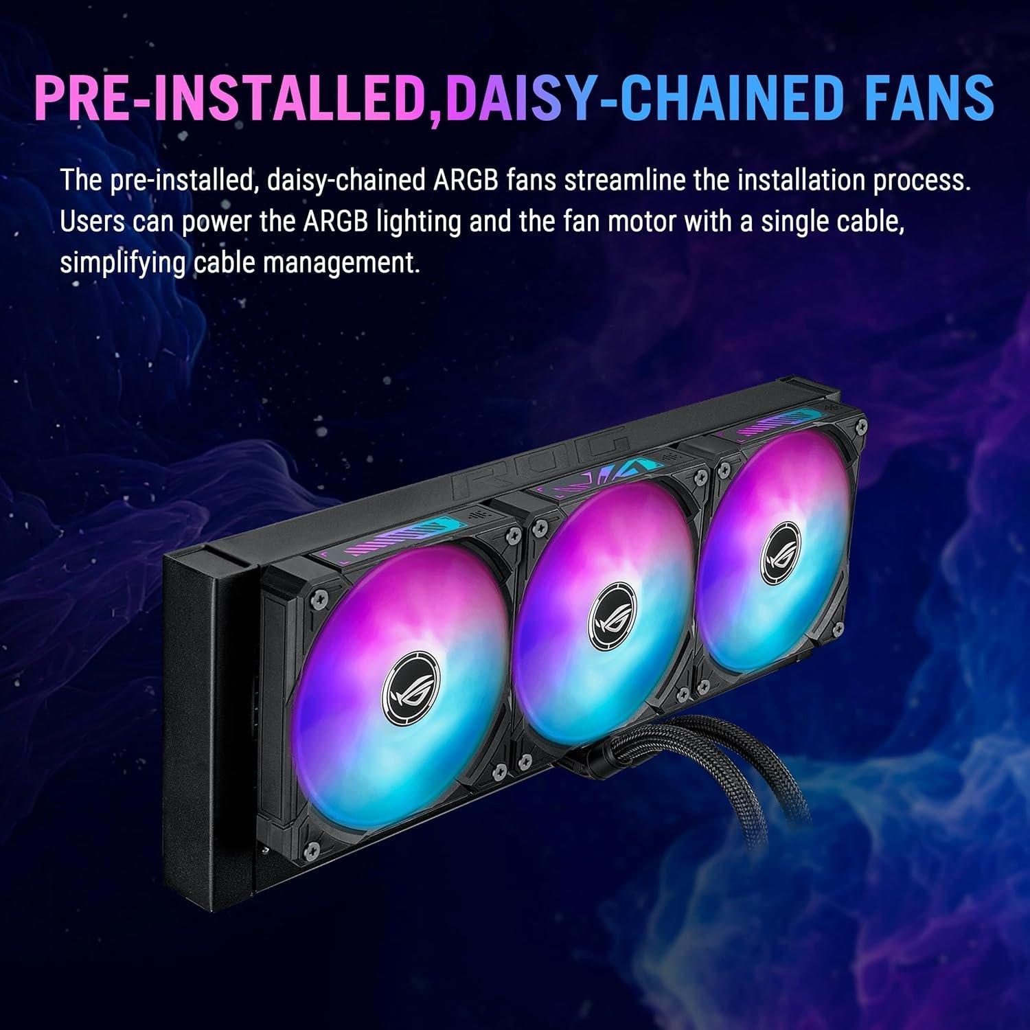 Black - ASUS - ROG Ryuo IV SLC 360 ARGB 360mm AiO Liquid CPU Cooler - 90RC0151-B0EAY0 - 5