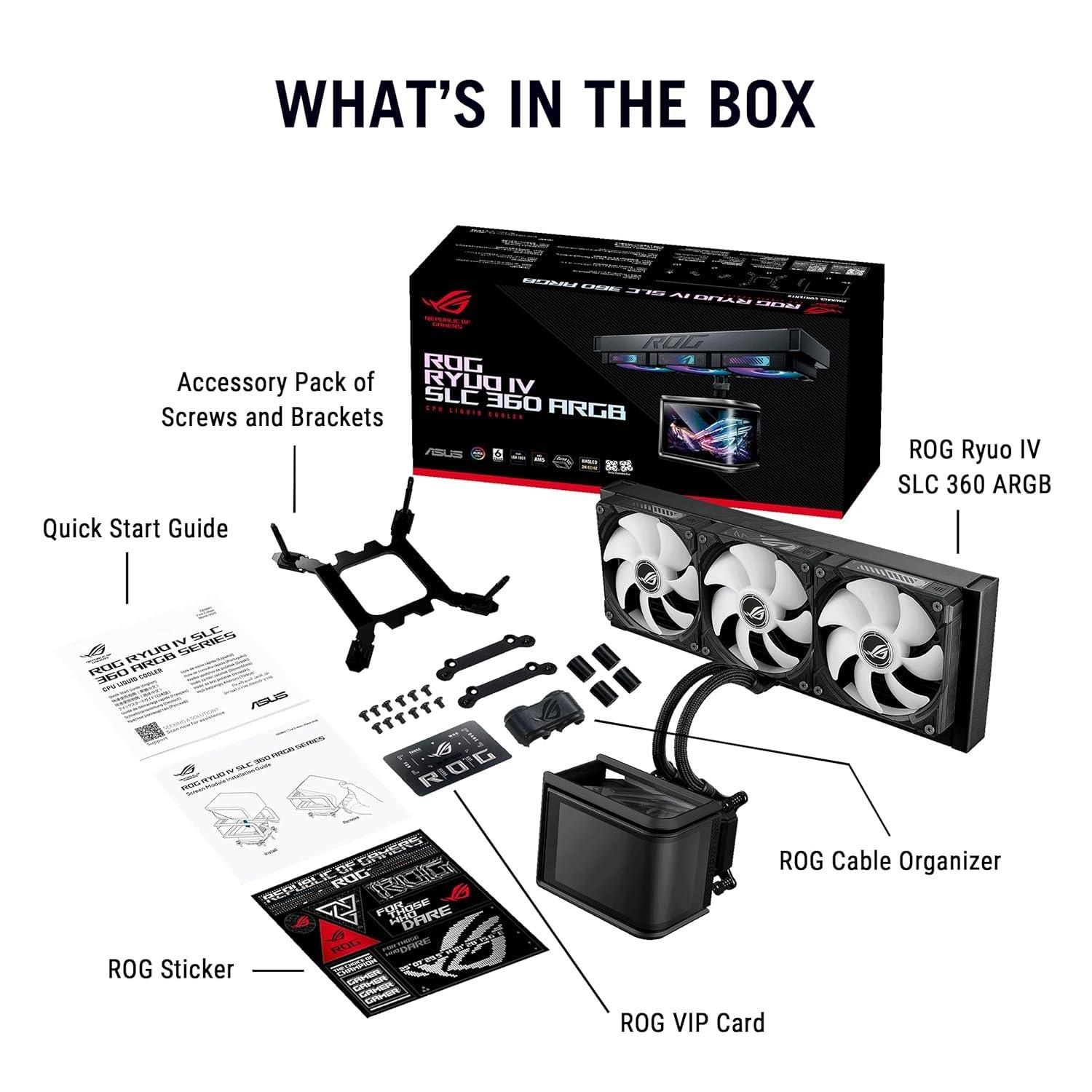 Black - ASUS - ROG Ryuo IV SLC 360 ARGB 360mm AiO Liquid CPU Cooler - 90RC0151-B0EAY0 - 7