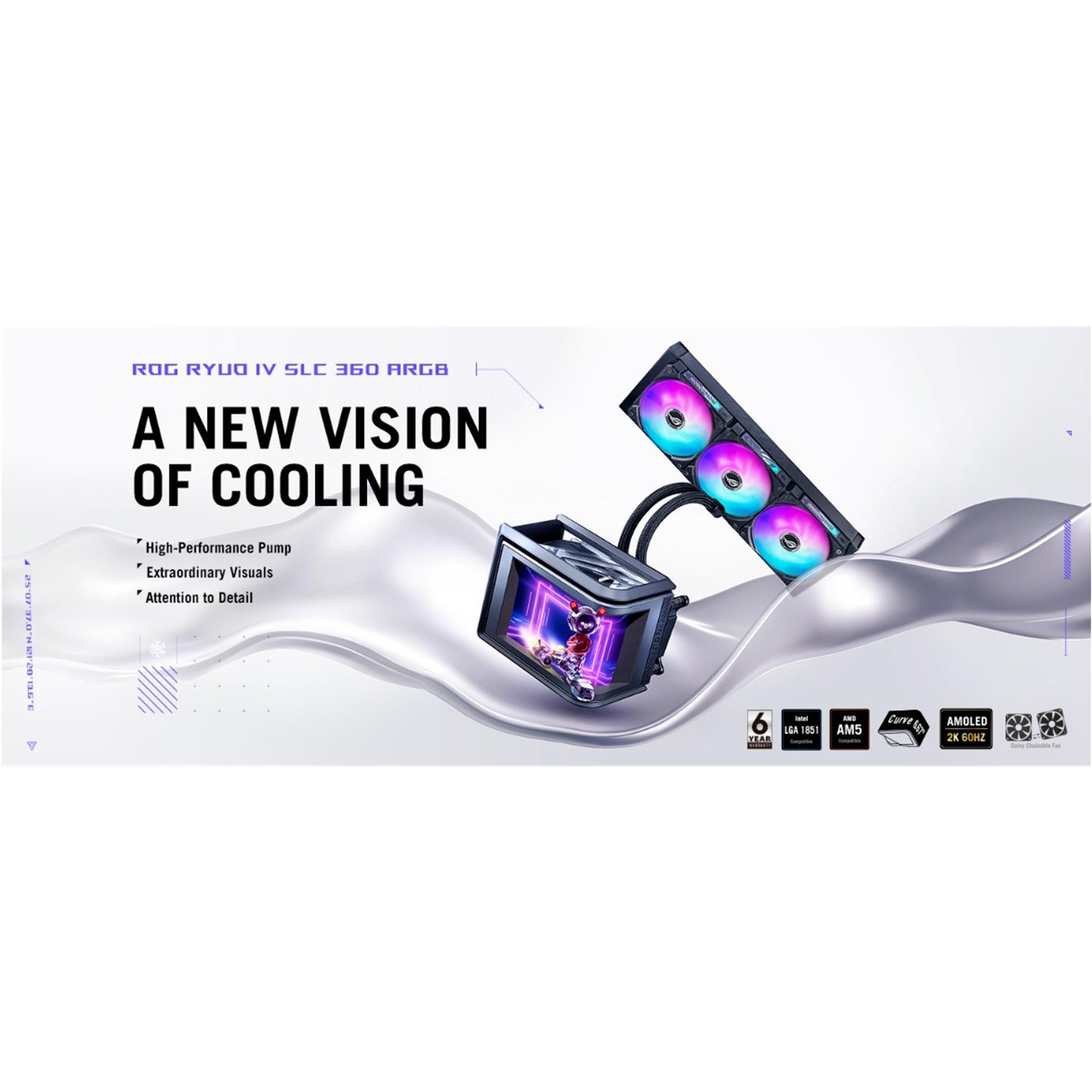 Black - ASUS - ROG Ryuo IV SLC 360 ARGB 360mm AiO Liquid CPU Cooler - 90RC0151-B0EAY0 - 10