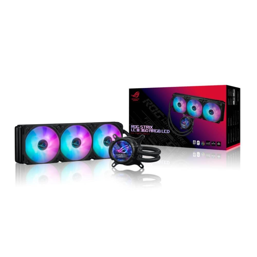 Black - ASUS - ROG Strix LC III 360 ARGB LCD 360mm AiO Liquid CPU Cooler -90RC00W1-M0UAY0 - 1